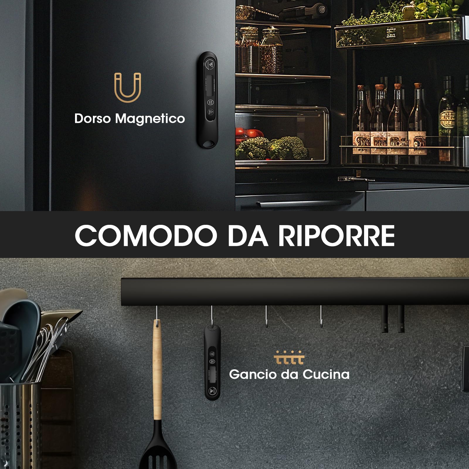 DOQAUS Termometro da Cucina Digitale, Lettura Istantanea con Sonda Pieghevole, per Carne Barbecue Alimenti