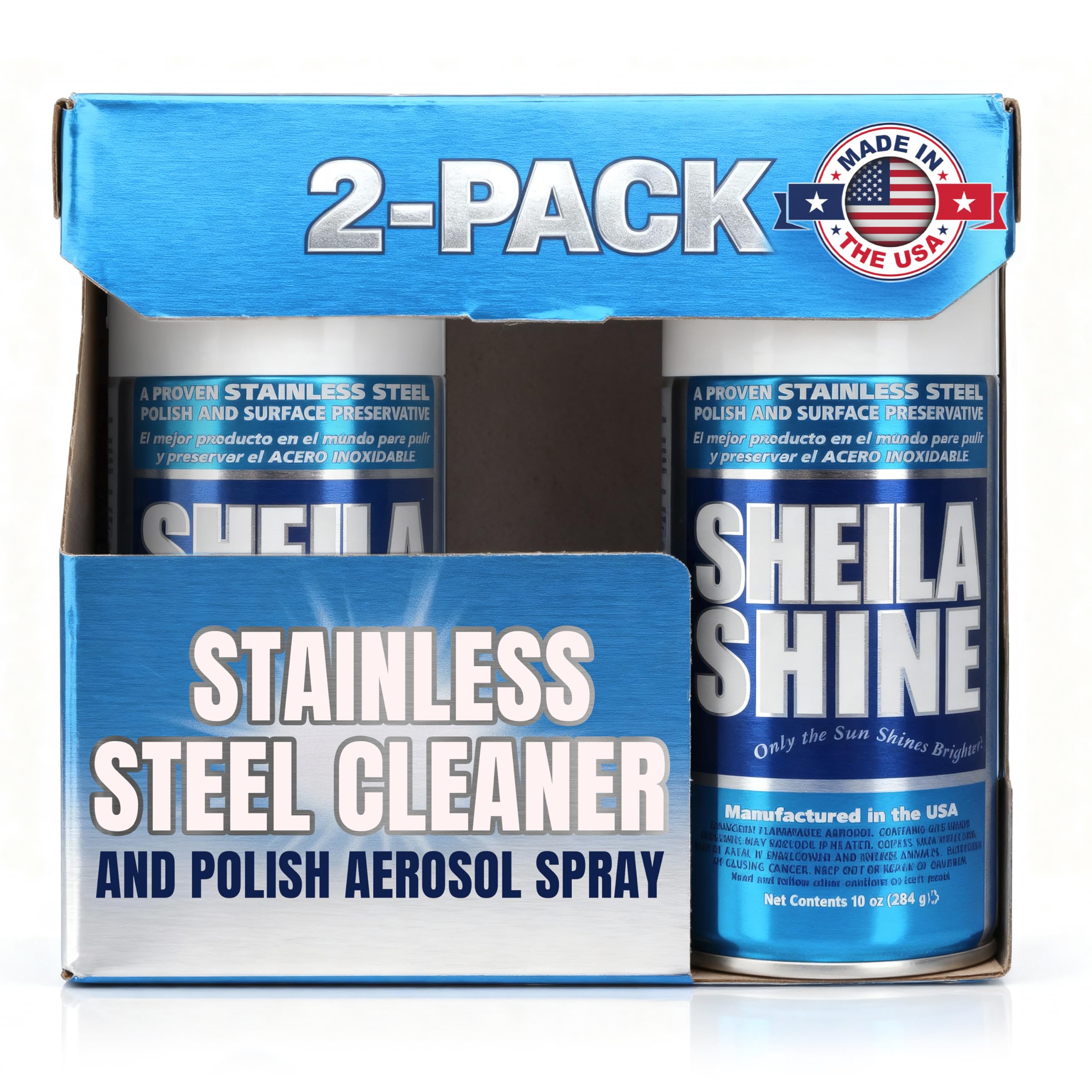 Sheila Shine 2 x 10oz Stainless Steel Cleaner and Polish - Removes Grease, Fingerprint & Watermark - Kitchen Appliances, Refrigerators, Sinks, Ovens & Grills - Stainless Steel Appliance Cleaner Spray