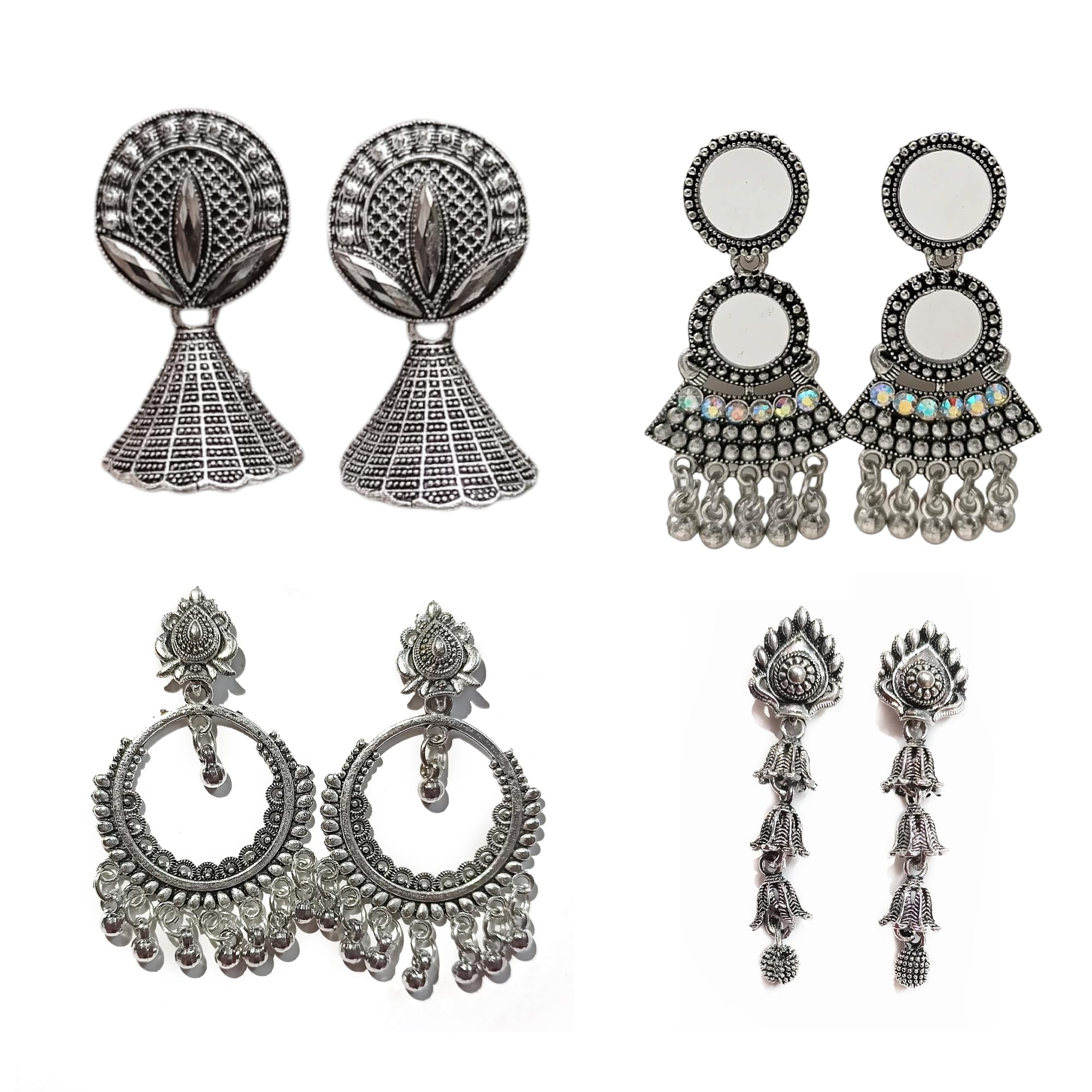Aadvik Collections Earrings for women stylish jhumka small size | earring Combo Pack of 4 for Girls | oxidised earring Silver Color E0421 (Combo 6) (B0DFCZS82R) Amazon Price History, Amazon Price Tracker