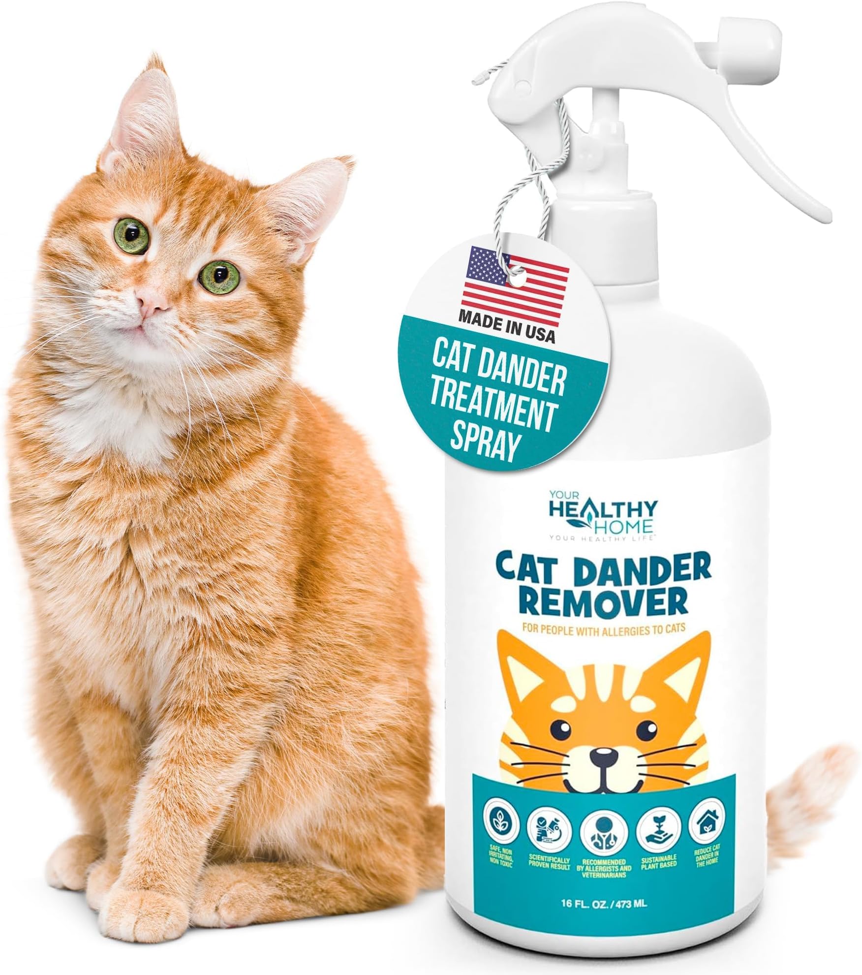 Cat Dander Remover Aloe Vera Free- Pet Dander Allergy Reducer Relief Dry Skin Spray for Cats and Humans| Cruelty-Free & Made in USA (1 Pack)