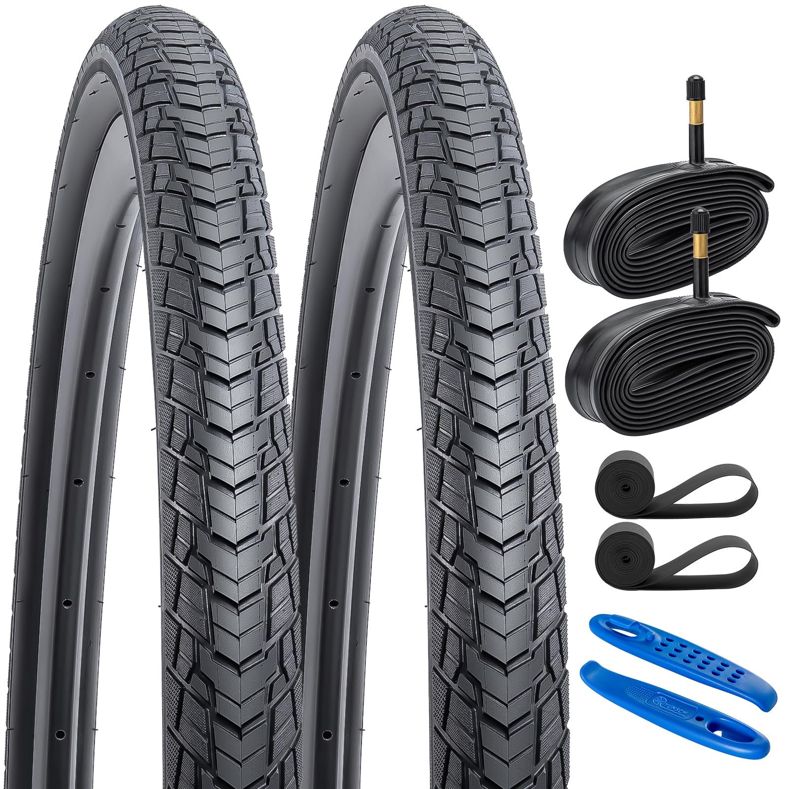 YunSCM 2Pcs 28 pollici pneumatici 28x1.40 700x35C ETRTO 35-622 e 2Pcs 700C Camera d'aria AV48mm compatibile Bike 700x35C copertoni e Camere d'aria