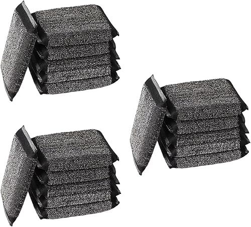 Typutomi 18 esponjas de acero inoxidable, no rayan, esponja para limpiar platos, ollas, sartenes, fregadero, grifo (negro, 5.12 x 3.35 x 0.8