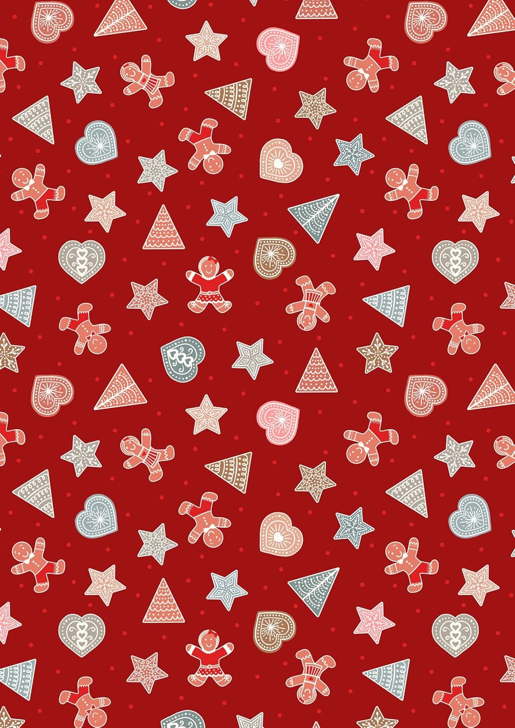 Lewis & Irene Gingerbread Season Fabric Collection Gingerbread Shapes on Red C88.2 Premium 100% Cotton Quilt Shop Quality Fabric by The Yard