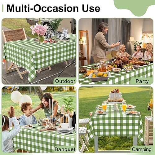 Vista 231 de Smiry Paquete de 10 Manteles Desechables de Cuadros Vichy Azules - 54" x 108" Mantel de Plástico de Servicio Pesado, Cubiertas de Mesa Impermeables