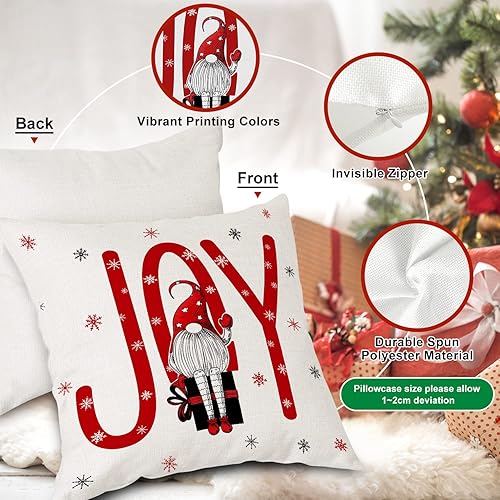 Miniatura 3 de Lanpn Juego de 4 fundas de almohada navideñas de 18 x 18 pulgadas, fundas decorativas de Navidad para cojín de invierno de 18 x 18 pulgadas, para