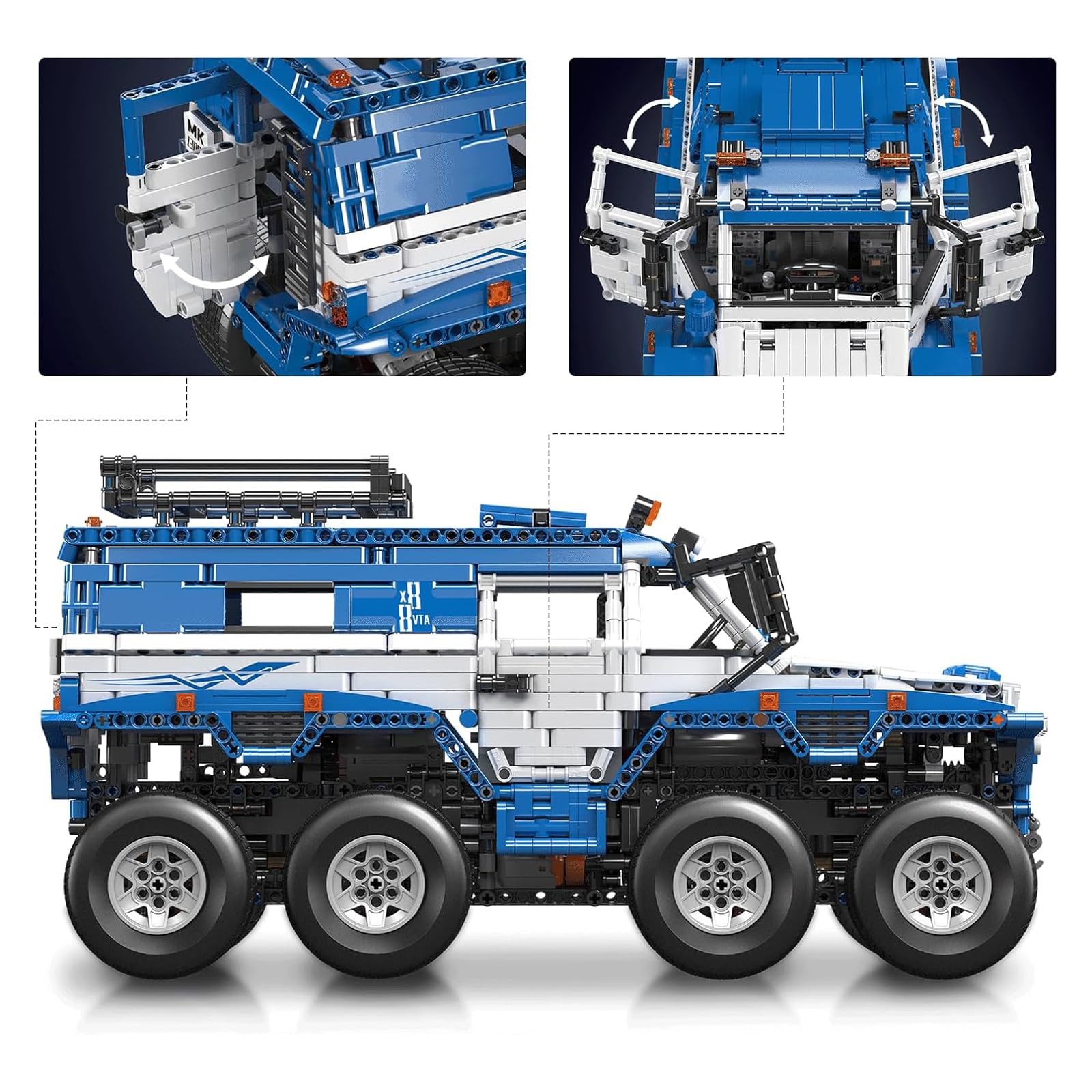 Mould King 13089 Technik Ferngesteuert Avtoros Shaman 8×8 Geländewagen APP Technologie Truck-Modell mit 8 Rädern und 5 kraftvollen Motoren Technologie Bausatz Modell (3062+Teile)