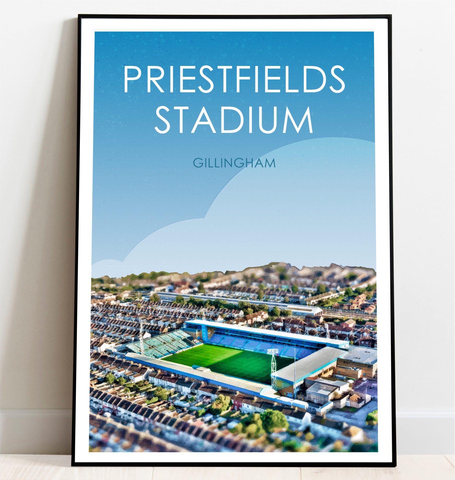 Ultras Fc White Gillingham Priestfields Stadium Retro Art Print (A5 Giclee Print - Portrait)