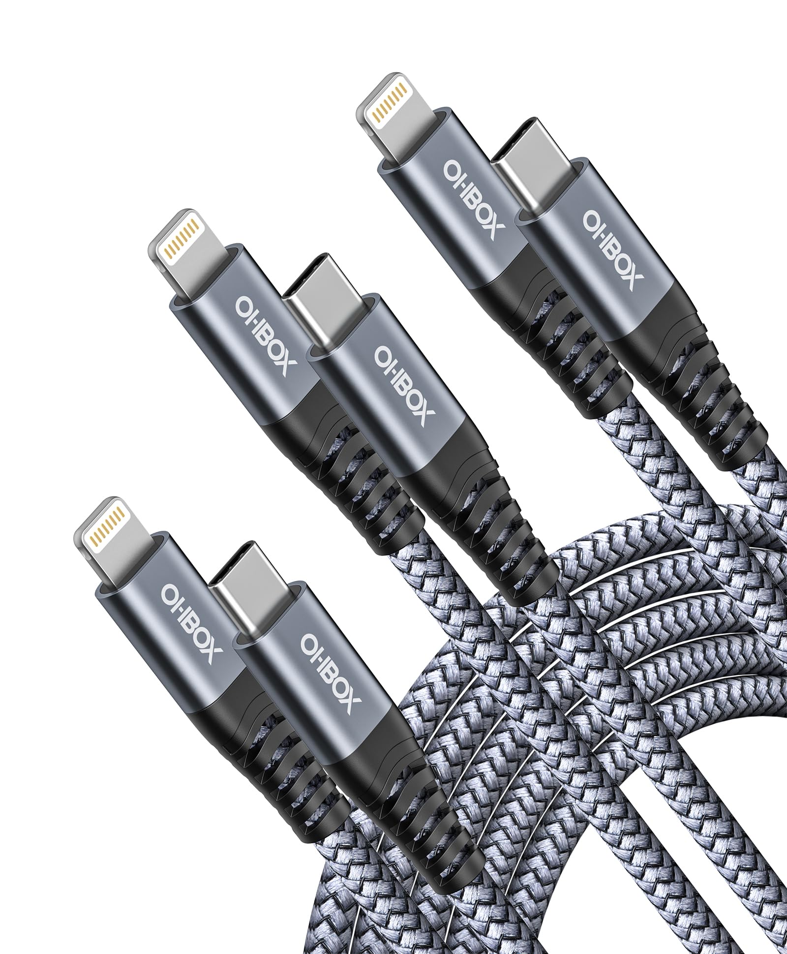 USB-C-auf-Lightning-Kabel, 1,8 m, 3 Stück, Apple-MFi-zertifiziert, iPhone-Ladegerät, Schnellladekabel für iPhone 14 Pro Max, 13, 12, 11 Plus, X, XR, XS, SE, 8, 7, 6, 5, iPad Pro, Air, Mini, iPod und