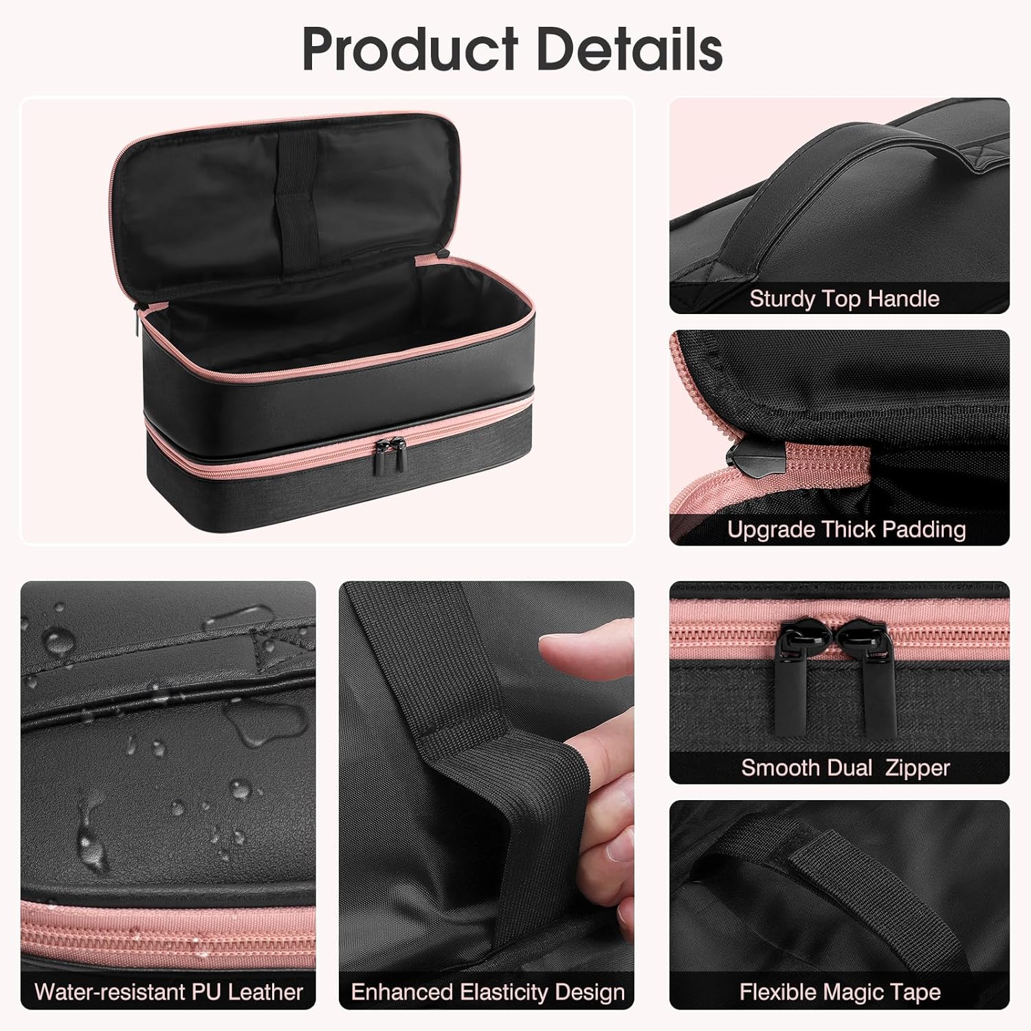 Travel Carrying Case for Hair Dryer for Shark FlexStyle Hair Dryer Bag Double-Layer Beauty Styler Organizer Hair Tool Storage Bag Hairdryer Accessories Black Case - Image 3
