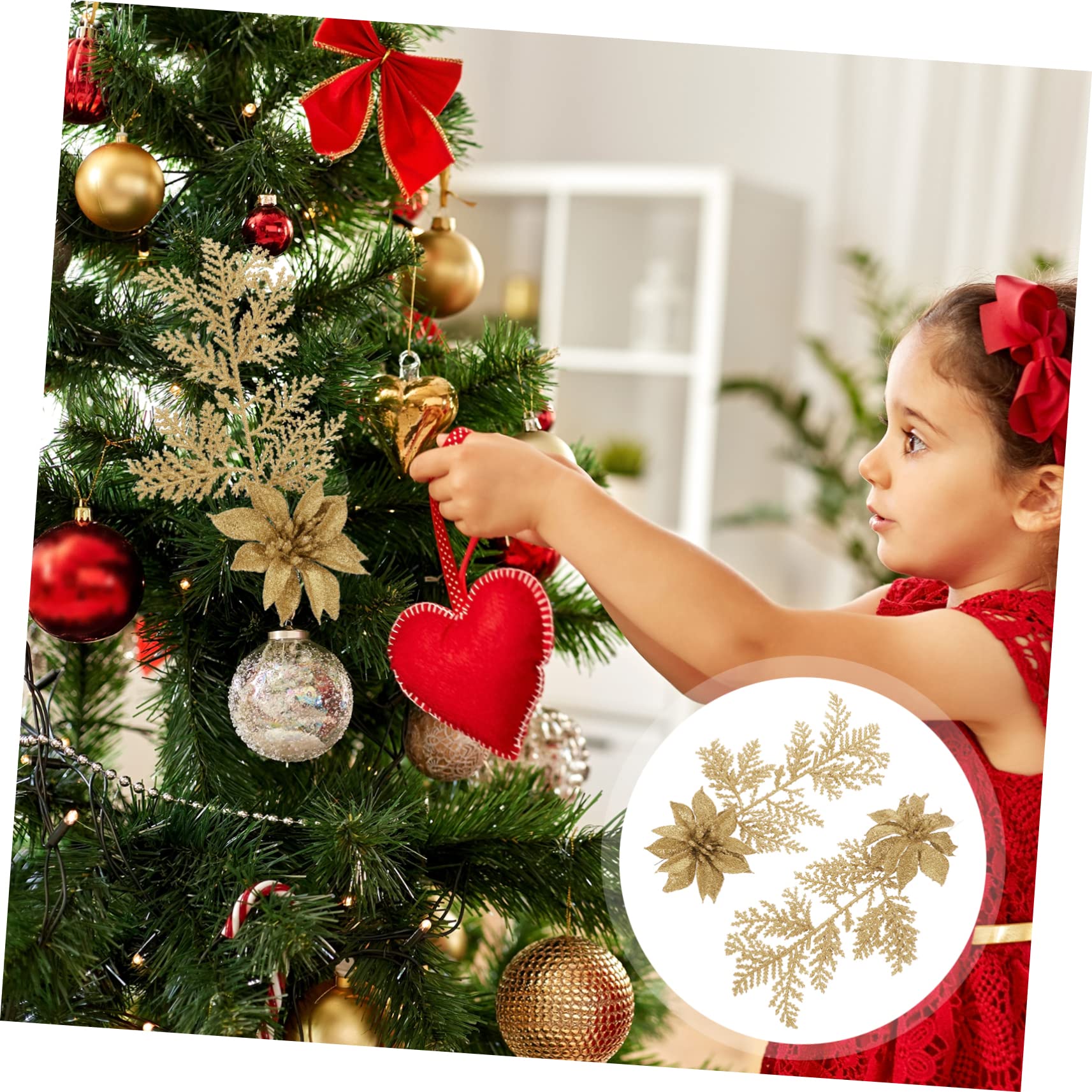 Abaodam 18pezzi Rami Di Pino Finti Decorazioni Natalizie Per Centrotavola e Ghirlande Di Natale Fiori Artificiali Brillanti Per Decorazioni Festive e Compleanni
