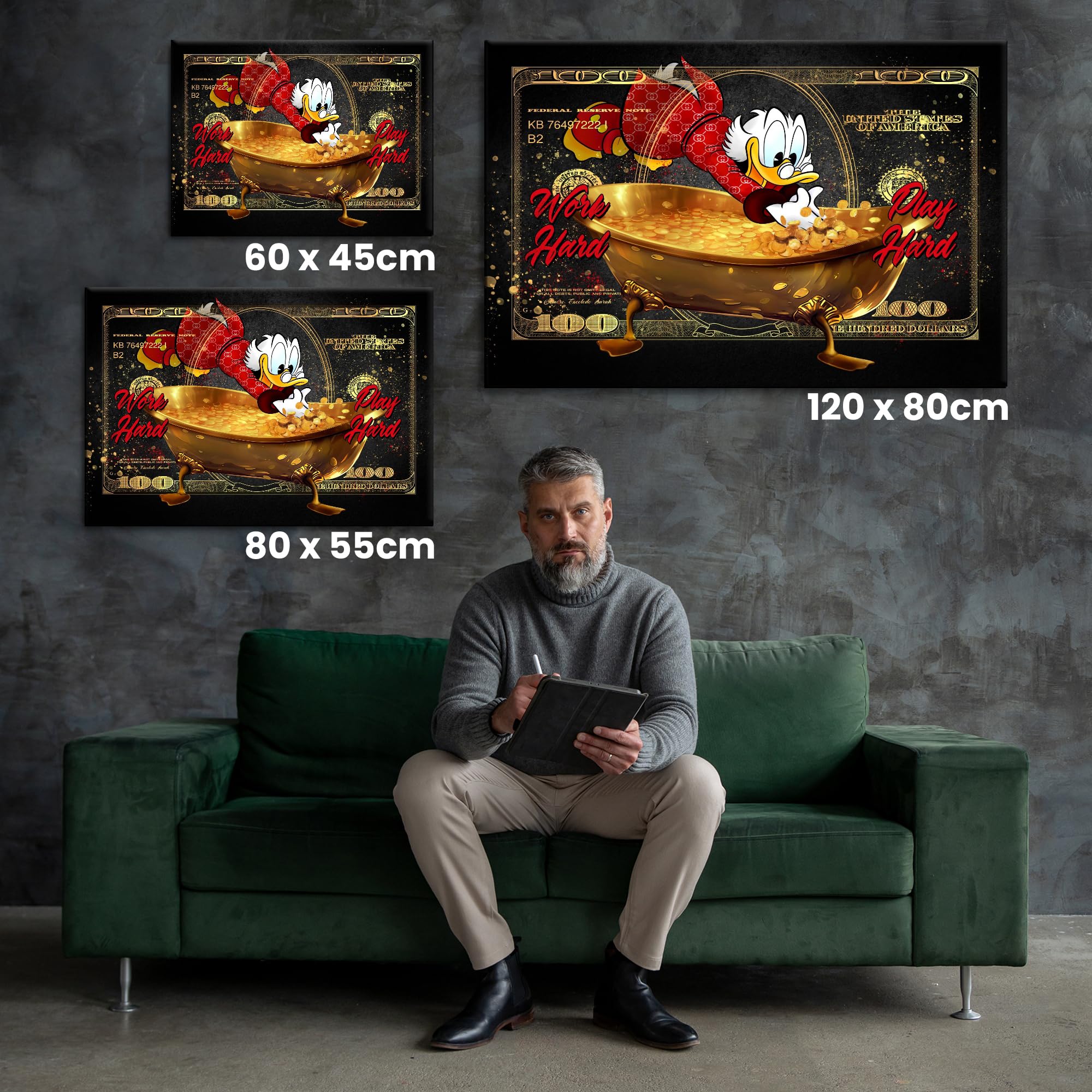 Artmazing | Dagobert Duck Wandbilder | Coole Wandbilder für Wohnzimmer | XXL Leinwandbilder | Buntes Poster für Wand