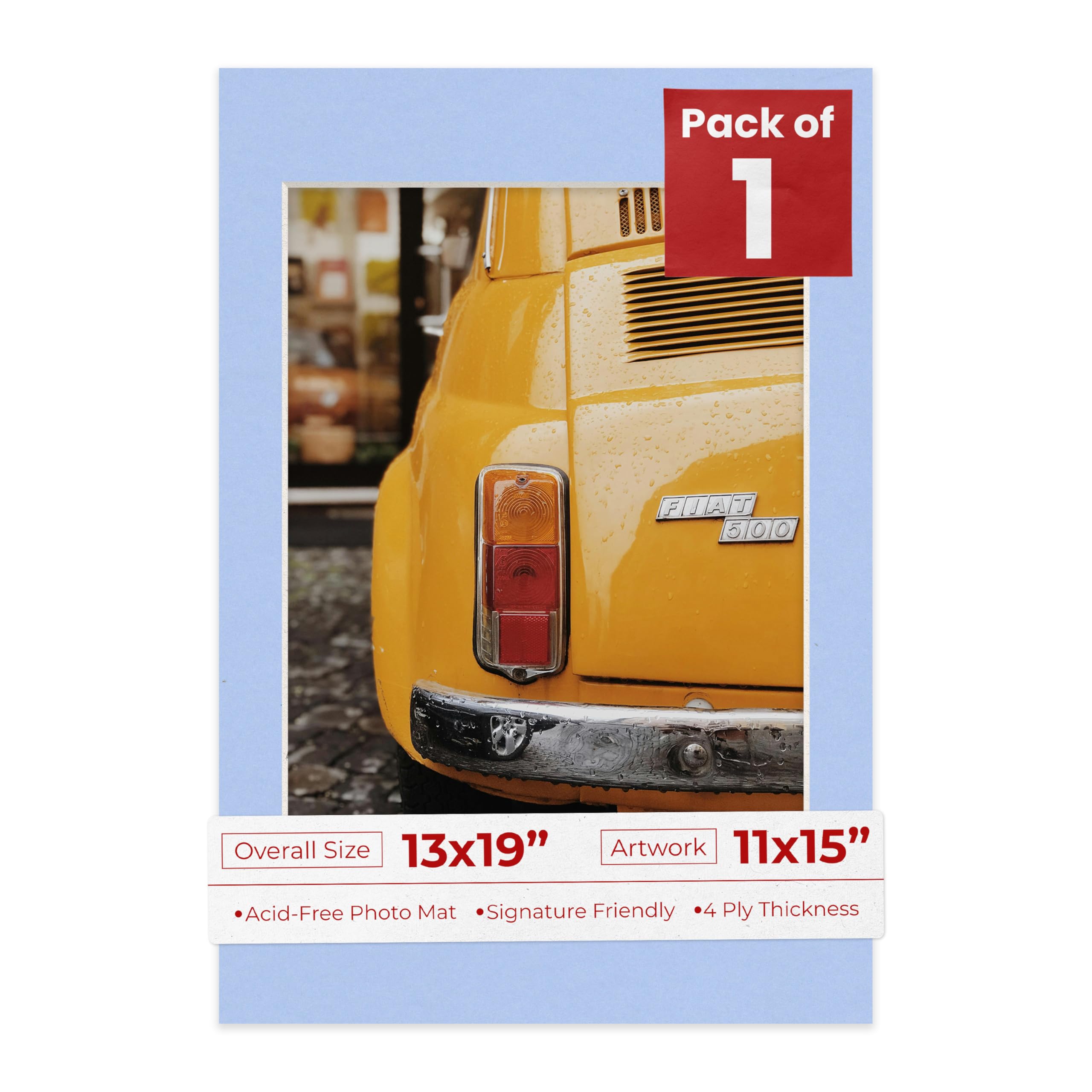 13x19 Mat Bevel Cut for 11x15 Photos - Acid Free Baby Blue Precut Matboard - For Pictures, Photos, Framing - 4-ply Thickness-image-48