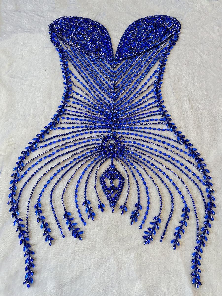 Wtbv.n Handmade Glass Rhinestone Applique On Mesh - Sew-On Crystal Patch Trim For Dresses & Clothing (Red)