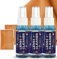 Vista 1 de Kit de spray limpiador de lentes de gel para gafas, 3 botellas de spray de gel de 1 onza + 2 paños de microfibra para limpieza, seguro para todas