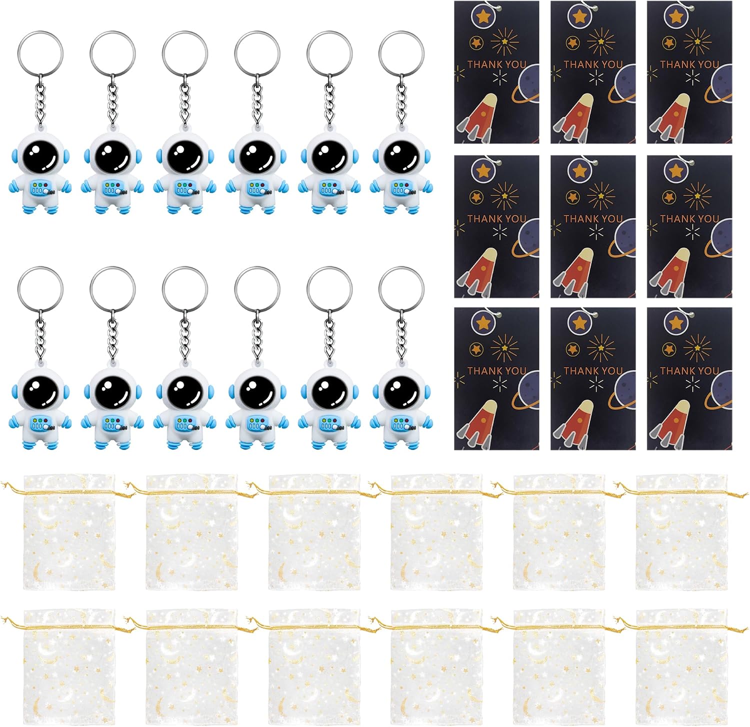 KAIX 12 PCS Astronaut Space Keychain