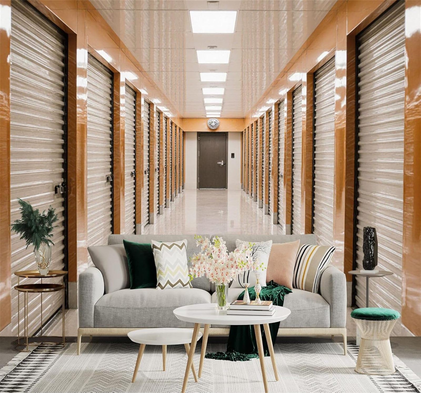 XLMING Metal Door Bright Corridor Architecture Spatial Extension 3D Wallpaper Premium Textured Silk Study Dining Living Room Bedroom Sofa TV Wall Easy Install-150cm×105cm