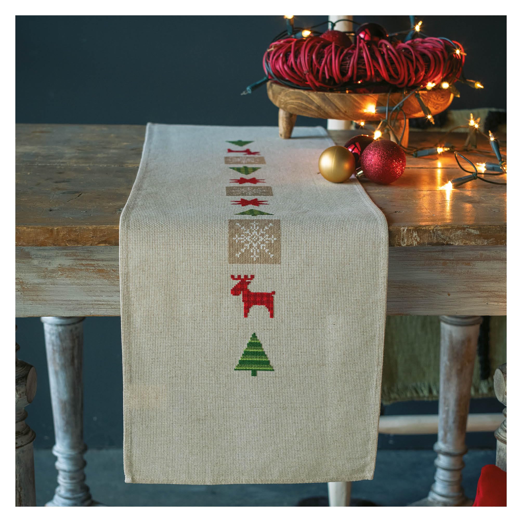 Kit chemin de Table Arbres de Noël à damier