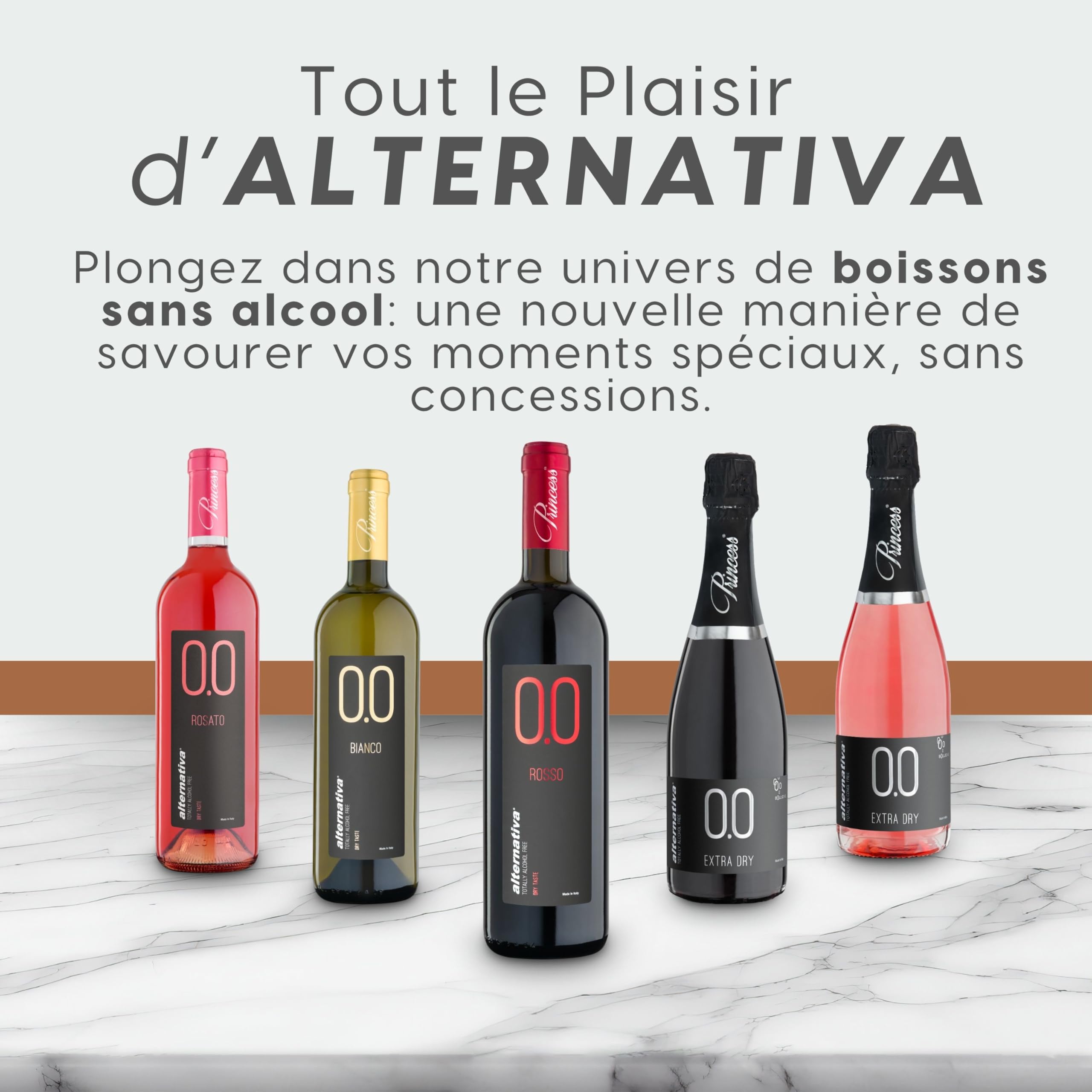 ALTERNATIVA Rouge Sans Alcool 0.0% - Pack de 6 Bouteilles de 750 ml - Vin Sec Italien Premium Désalcoolisé - Parfait pour les Célébrations et Cadeaux