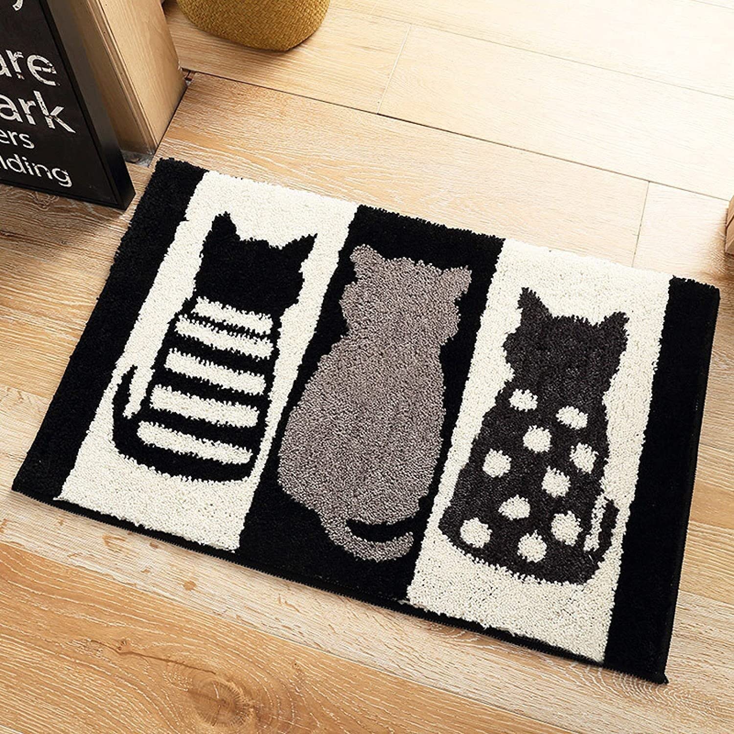 Alfombrilla de baño, alfombra de baño antideslizante, alfombrilla de puerta for el hogar, baño de dormitorio simple en blanco y negro, alfombrilla antideslizante de absorción, almohadilla for pies ( C