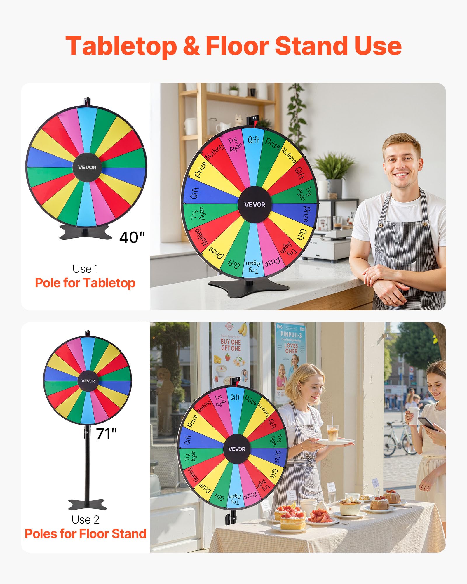 Rueda De La Fortuna De 18 Ranuras | Altura Ajustable (91-180 Cm) Con Pizarra Y Marcadores