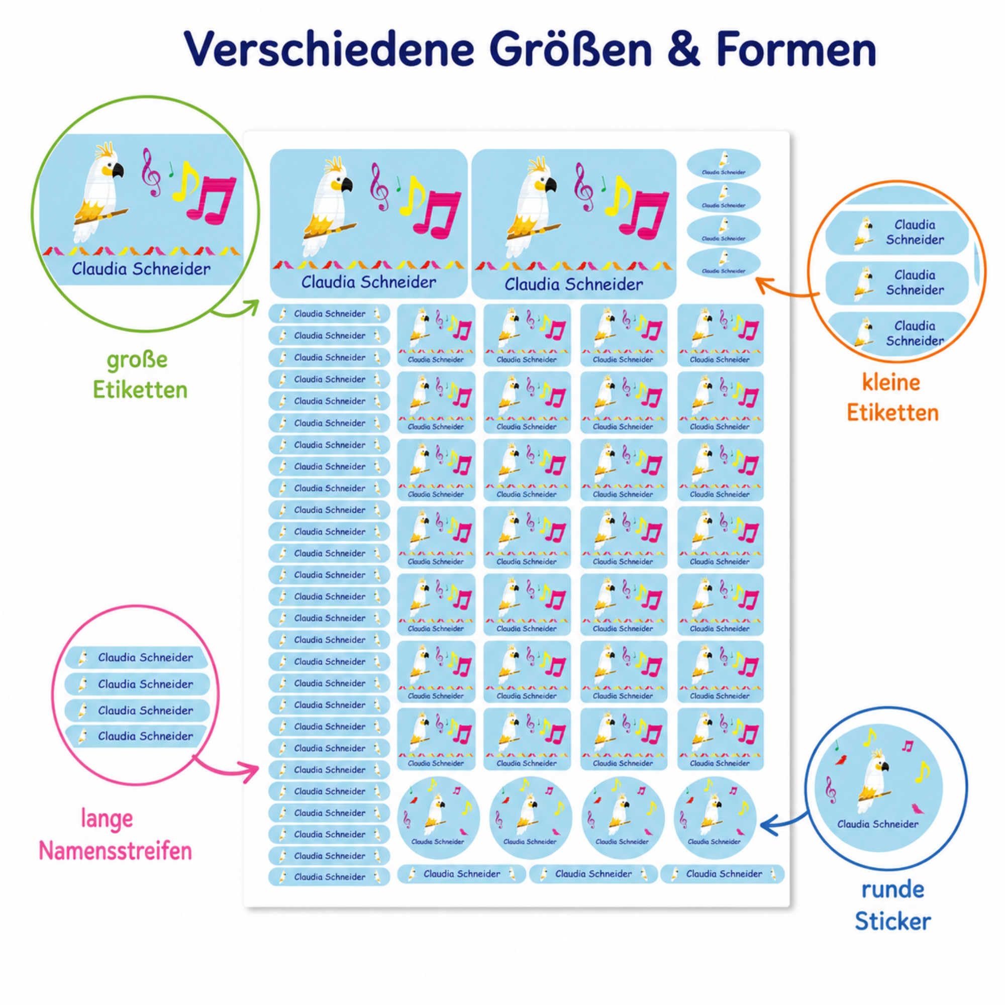 Produktbild von 60x Personalisierte Namensaufkleber – Drachen-Motiv, Selbstklebend, Glänzend