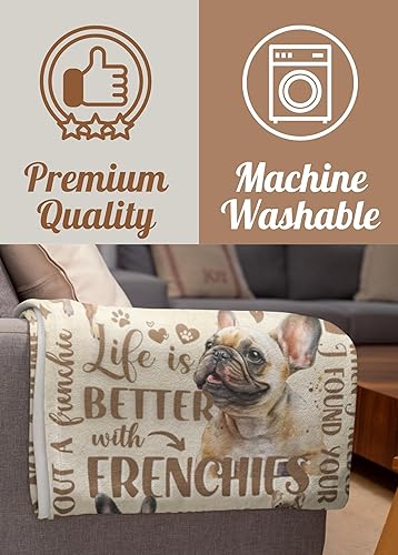 Miniatura 5 de Regalos de bulldog francés, regalos franceses para mujeres, manta de franela súper suave y agradable a la piel, 50 x 65 pulgadas