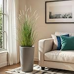 KOL 4ft 2-Pack Artificial Cattail Reed Grass, 47.2’’ Artificial Indoor Outdoor Fake Onion Grass Plant, Home Office Wedding Decorative Potted Plant, False Floor Greenery, Housewarming Gift, White