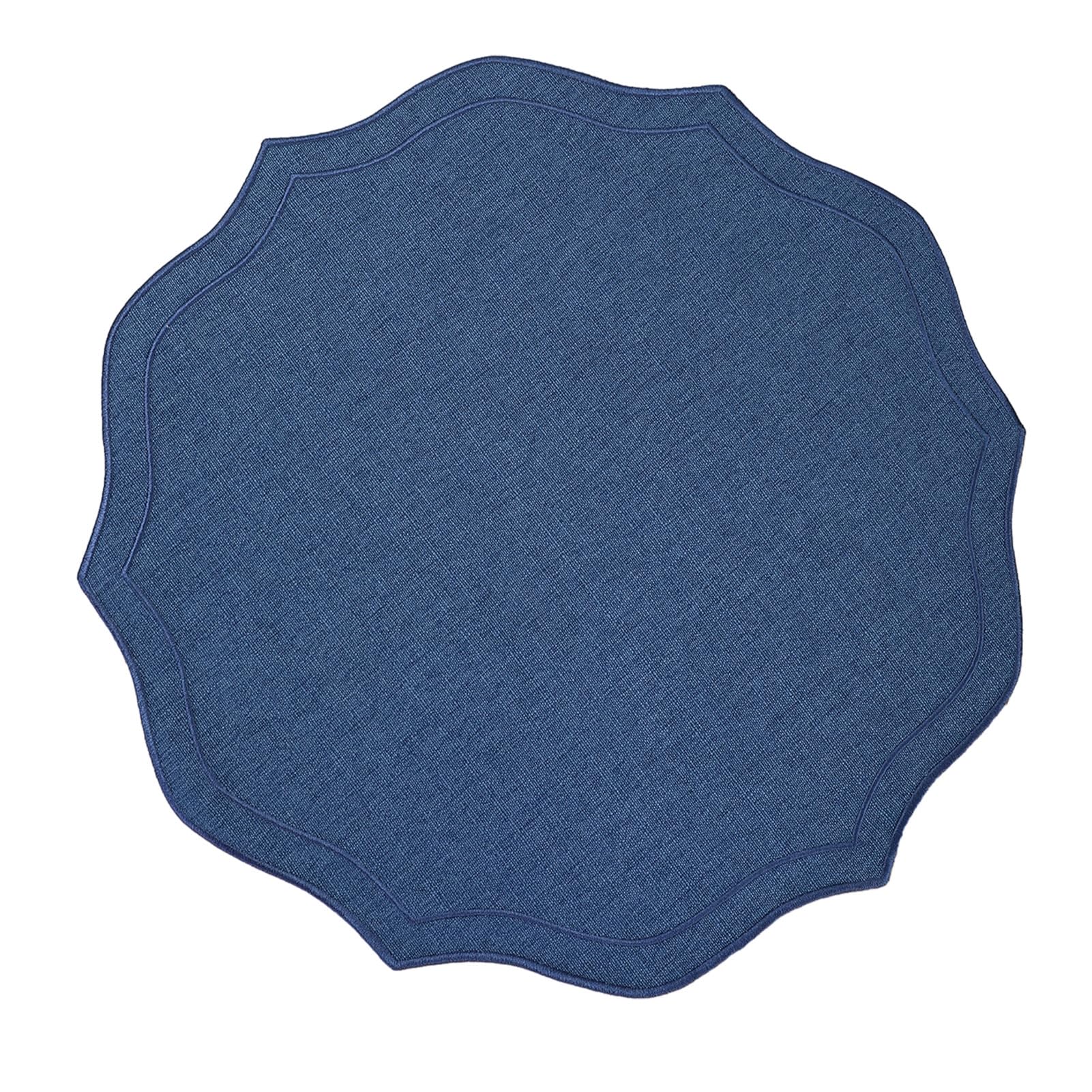 Virelynx Linen Placemats with Embroidery – Overlocking Dining Placemats Durable, Anti-Slip Table Protector for Hotel Restaurant Kitchen