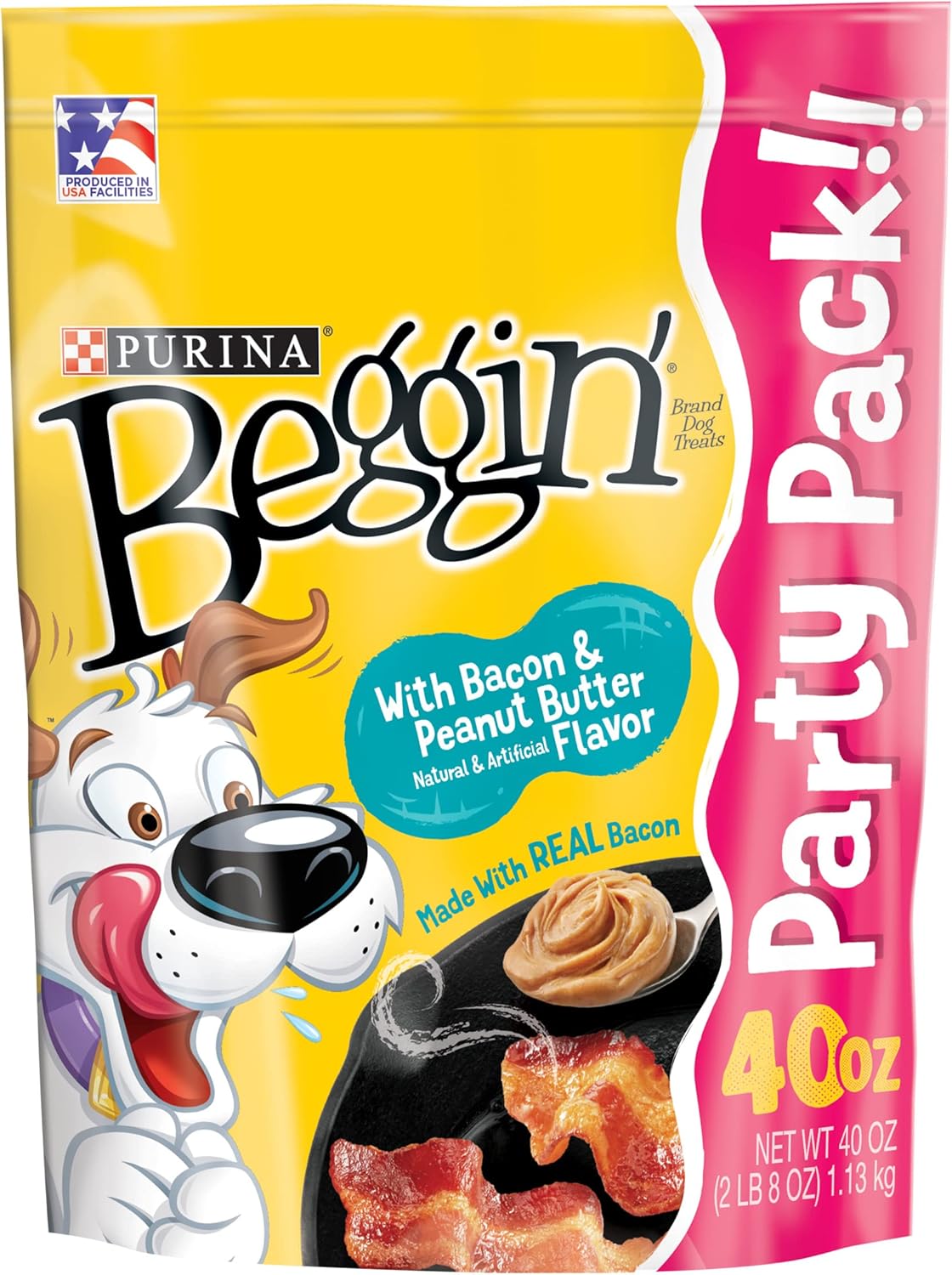 Purina Beggin' Strips With Real Meat Dog Treats, With Bacon and Peanut Butter Flavor - 40 oz. Pouch
