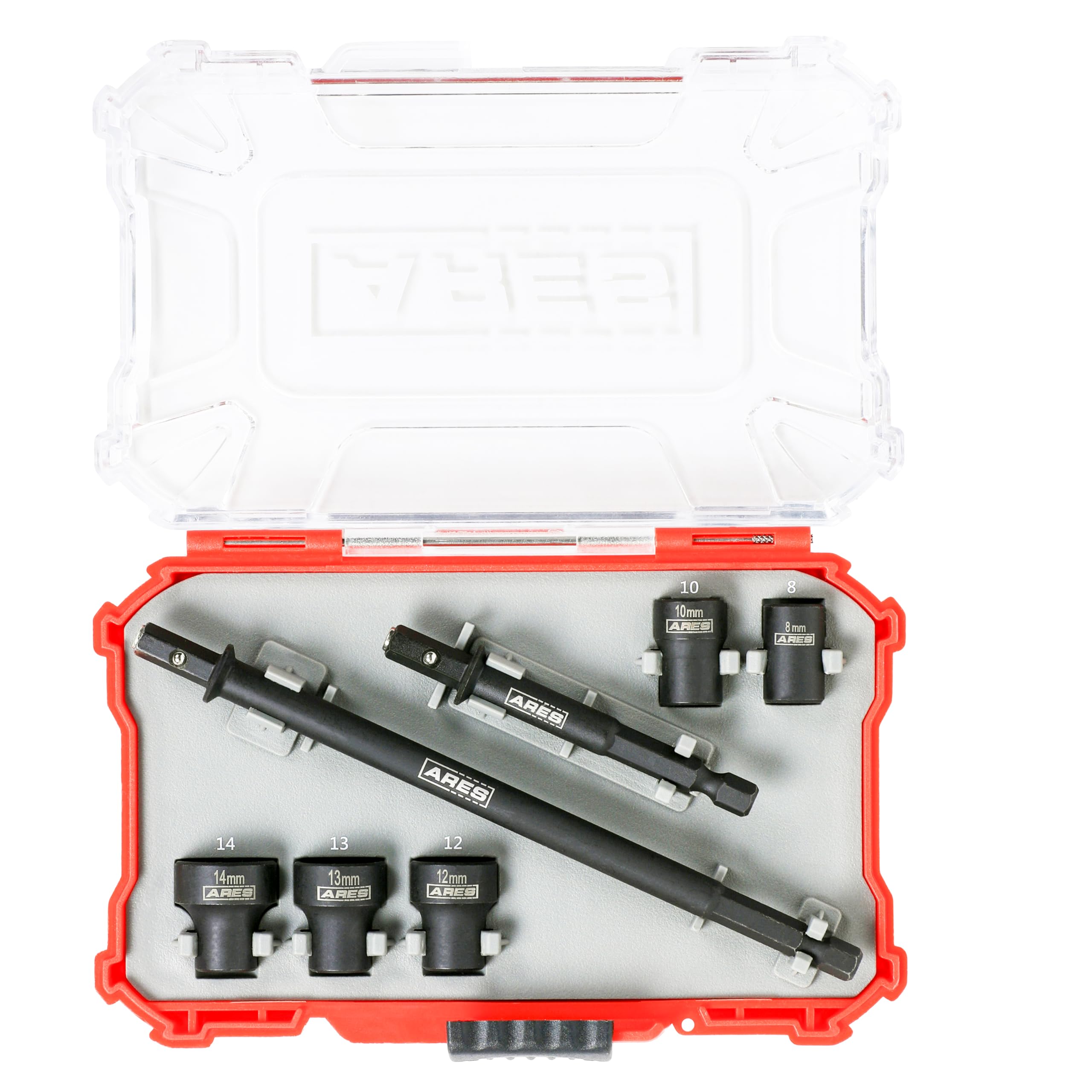 ARES 27087 – Nut Driver Set – Metric Magnetic 7-Piece – Detachable and Cleanable – Radial 6 Point Drive Sockets Load on Flats - Removable Socket Ends