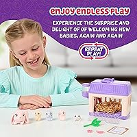 Vista 6 de Little Live Pets Bunny Mini juego interactivo de juguete para mascotas, juego de animales Hutch con 3 bebés sorpresa, más de 20 sonidos, accesorios