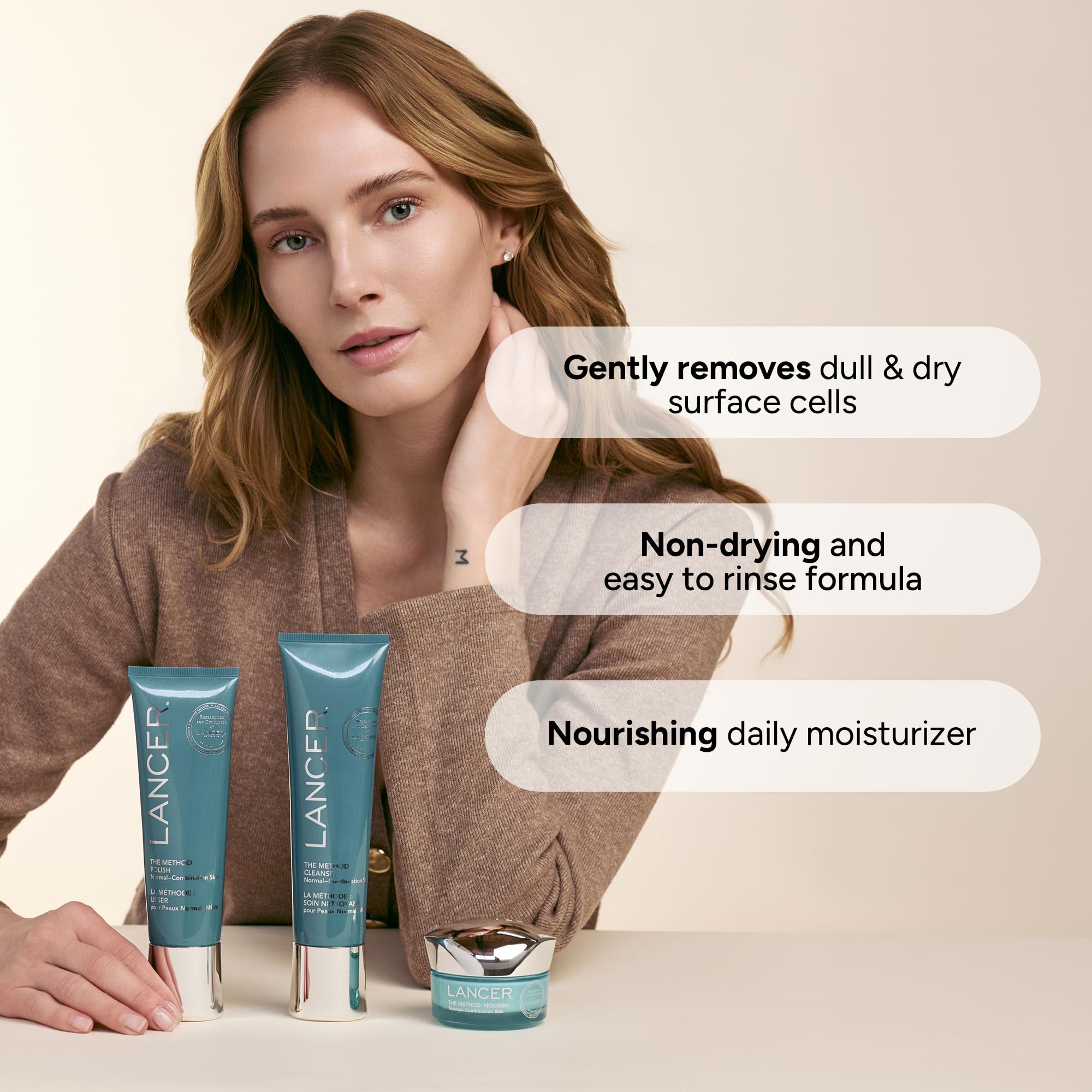 Lancer Skincare The Method Intro Kit, 3-Step Anti-Aging Facial Exfoliator, Cleanser, and Moisturizer Kit for Glowing Skin, Reveals Healthy-Looking Glowing Skin