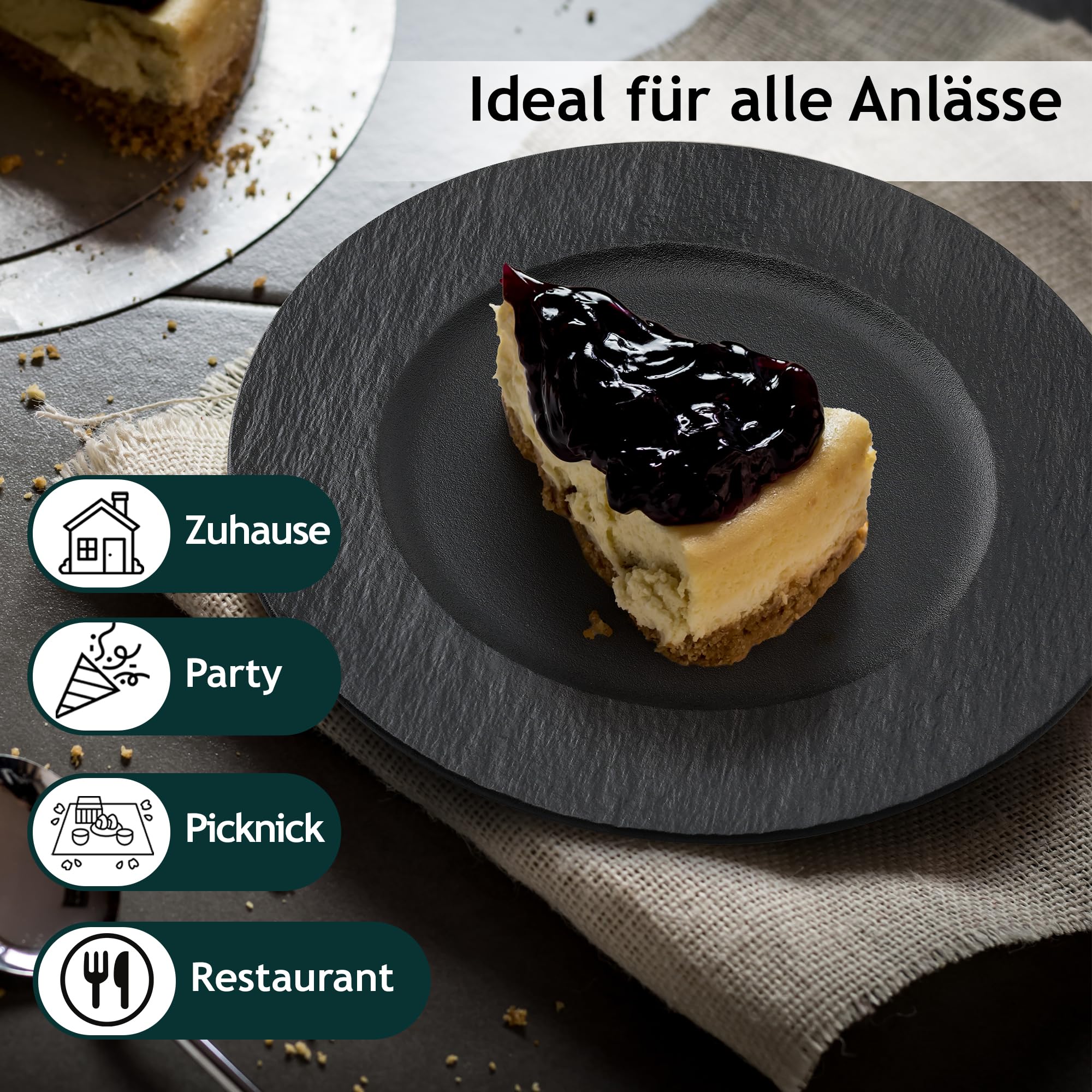 MIAMIO - 28 cm, 4er Set Speiseteller/Keramik-Teller Set, Geschirrset - moderne Teller, mikrowellen- und spülmaschinenfest - Oasis Kollektion