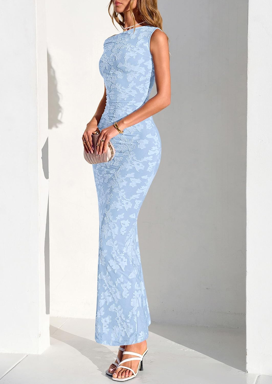 PRETTYGARDEN Womens Floral One Shoulder Maxi Dress 2026 Summer Spring Bodycon Ruched Side Slit Elegant Cocktail Party Dresses