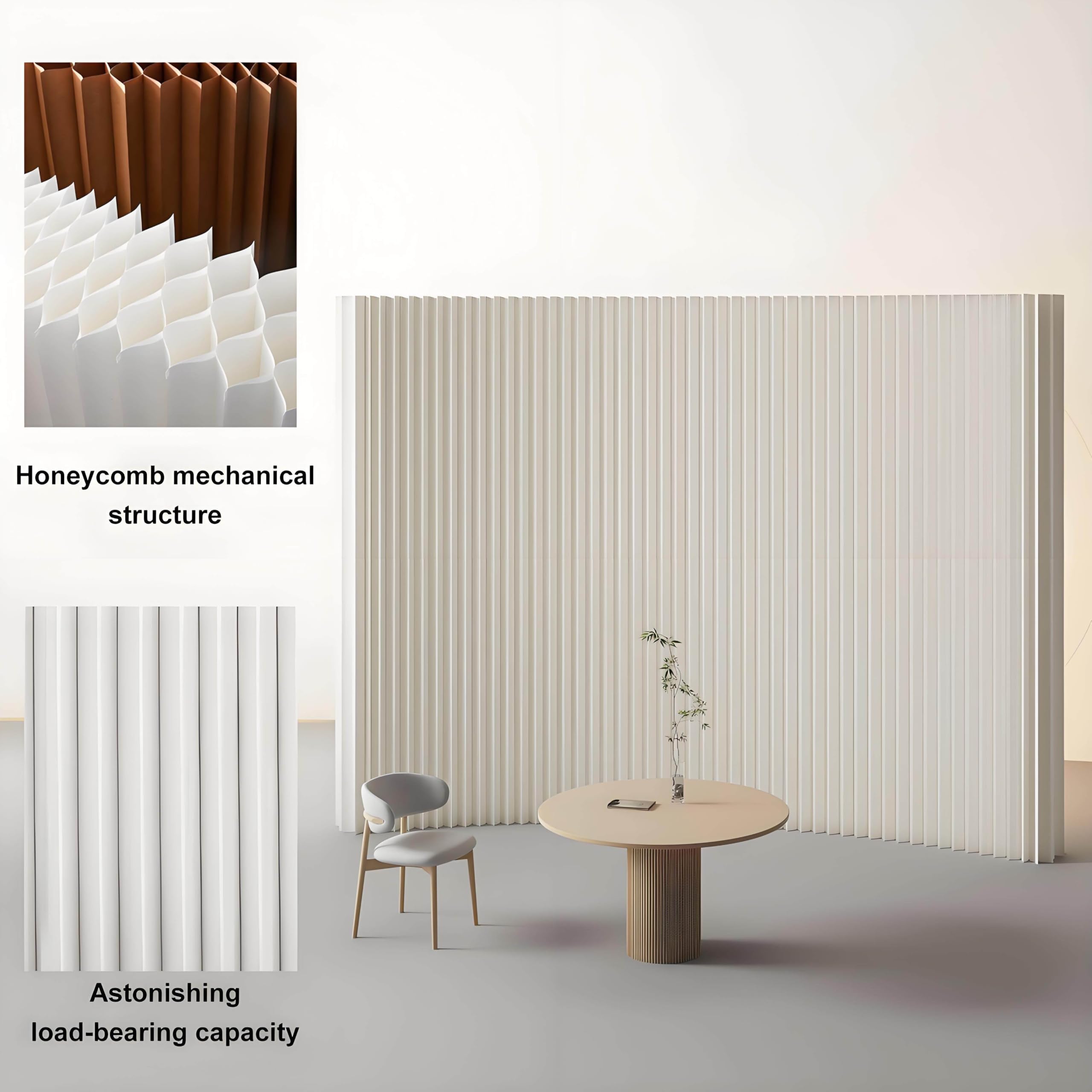 Biombo separador de ambientes,separador de pared para separar ambientes,separador independiente para interiores,para casa,oficina,estudio,exposición,papel kraft plegable.,White-5 * 2.4m/16.4 * 7.87FT