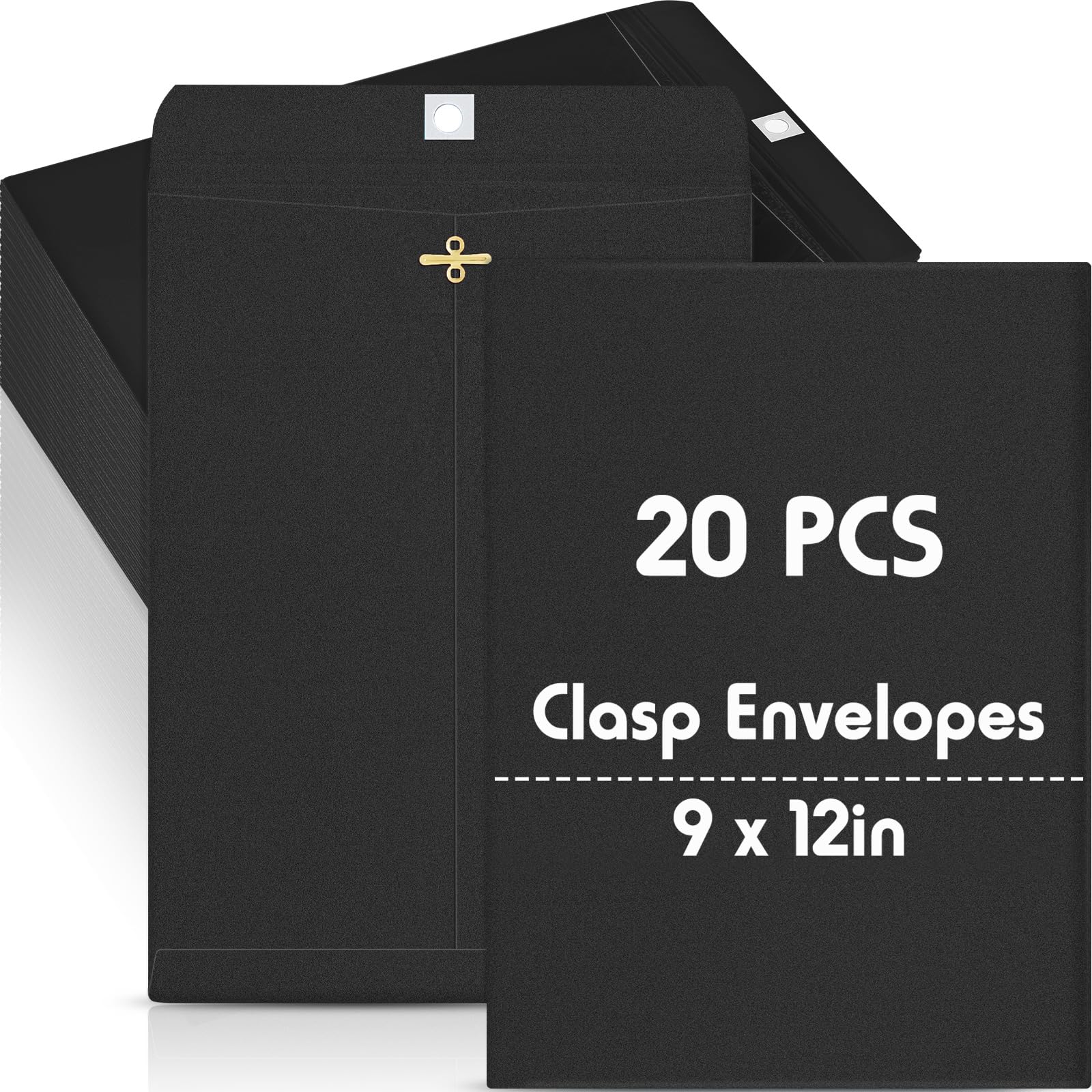 Geyee 20 Pcs 9 x 12 Inch Black Clasp Manilla Envelopes Mailing