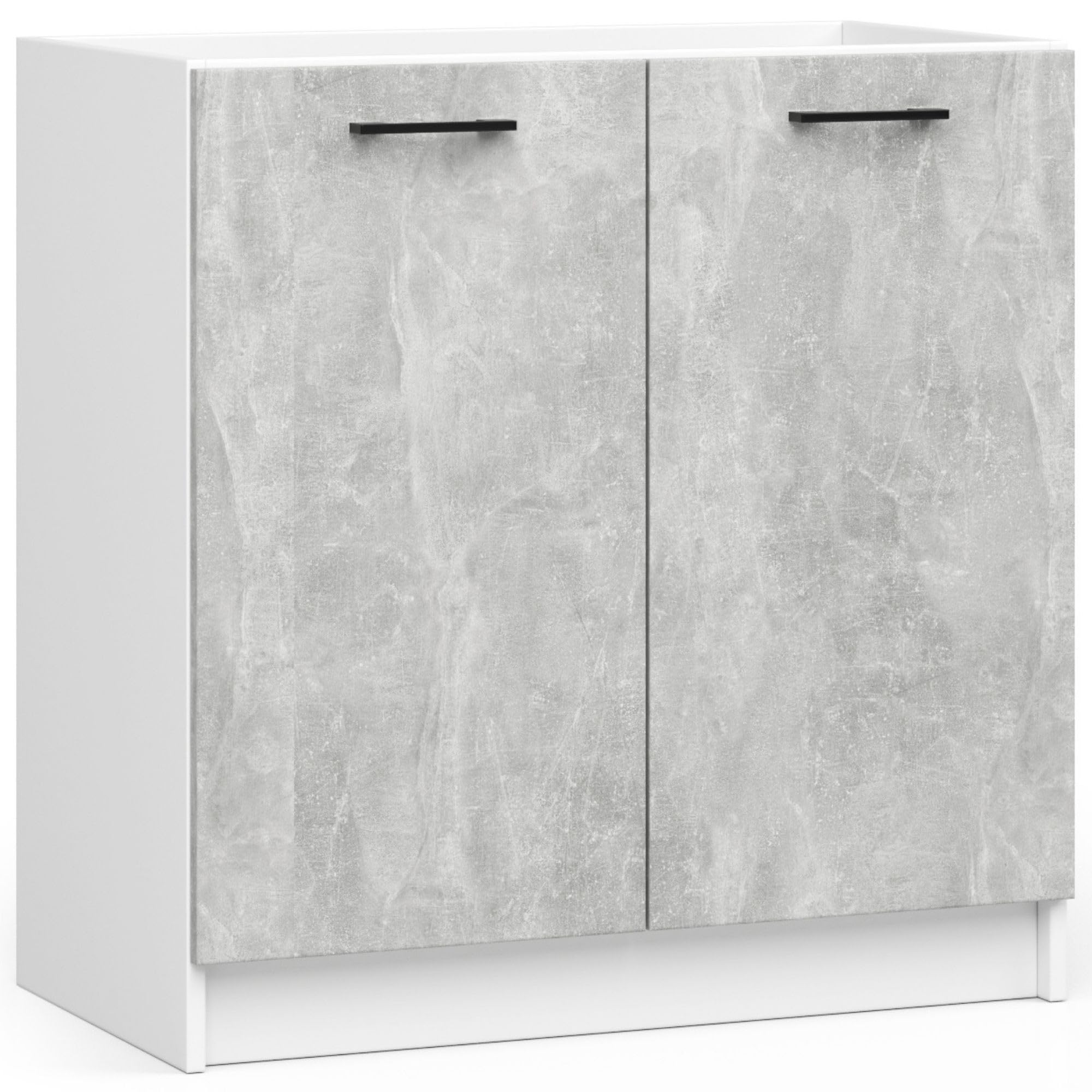 AKORD | Conjunto de Muebles de Cocina Oliwia | Completa Pequeña | Mueble Modular | A Medida 180 cm | Modulares Pequeñas | Blanco y Hormigón Frente
