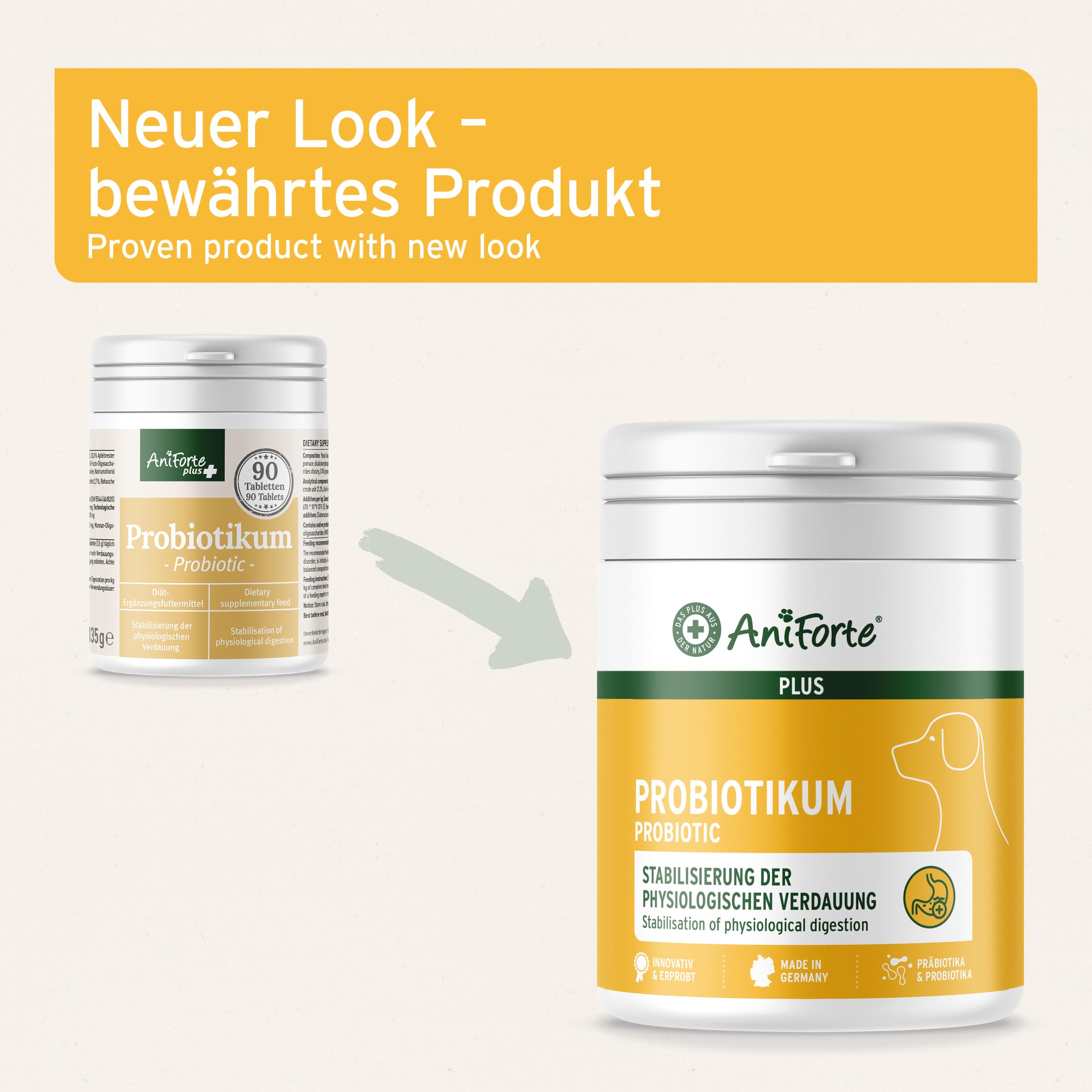 AniForte Plus Probiotikum Tabs für Hunde 90 Stück - Natürliche Präbiotika & Probiotika für Hunde, Stabilisiert die Verdauung & fördert eine gesunde Darmflora, mit aktiven Darmbakterien