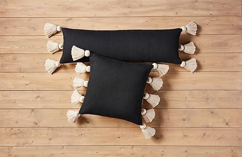 Miniatura 3 de Mud Pie Almohadas Tassell negras, lumbar