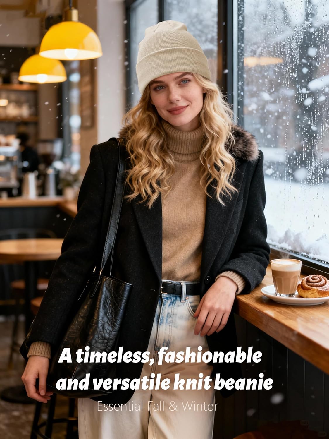 Satin Lined Beanie for Women Men, Cotton Knit Winter Hat Silk Lining Soft Warm Cuffed Fisherman Beanies Hats Skull Cap - Image 5