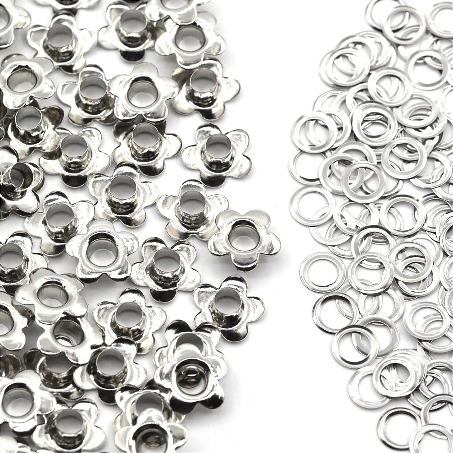 Versatile 1000sets Silver Color 5mm Flower Shape Grommet Eyelet with Washer Fit Leather Craft Shoes Belt Cap DIY Accessories(White)