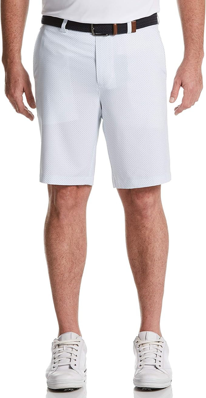 PGA Tour Men's Flat Front Printed Short, Golf Club Bright White, 42