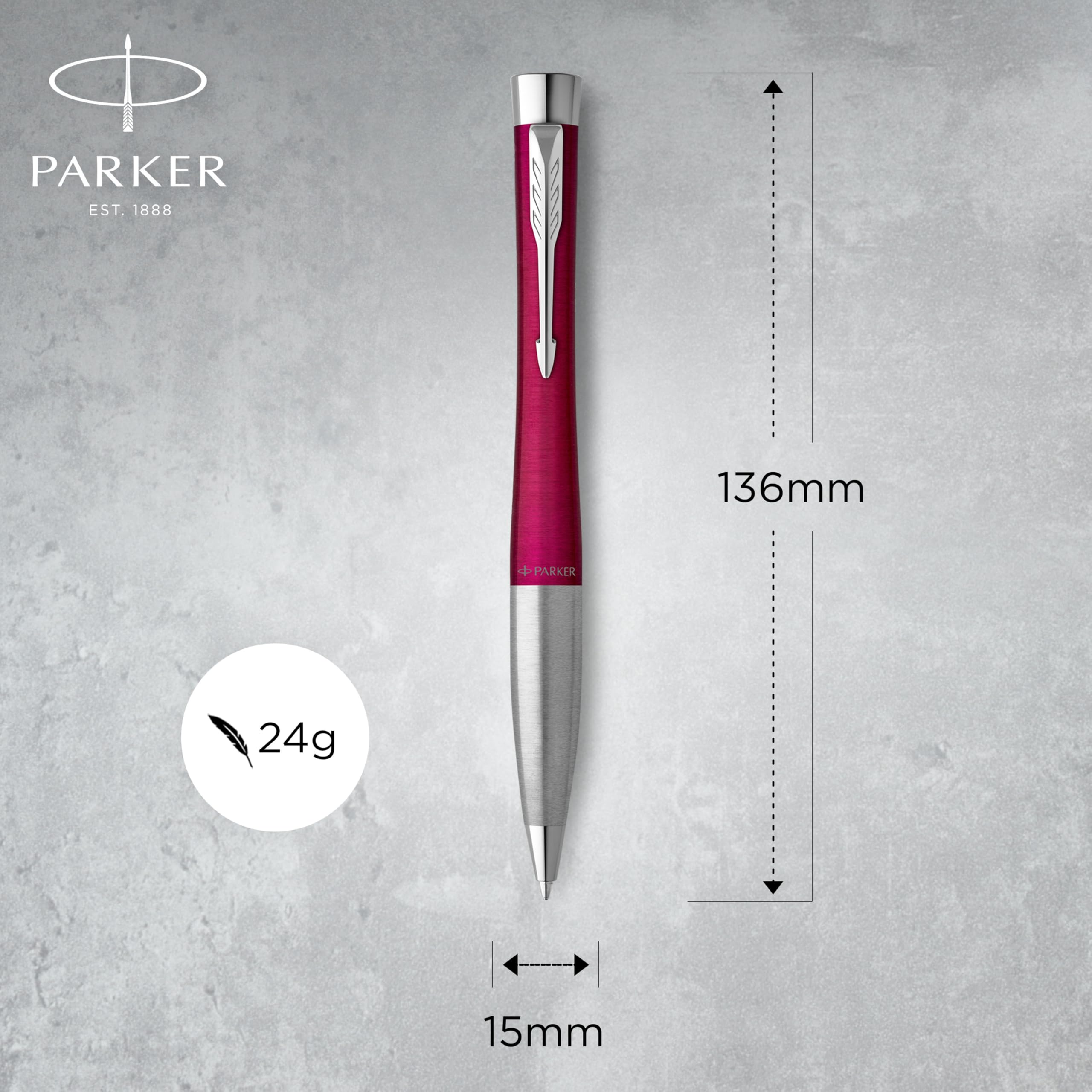 Parker Urban Twist Penna a Sfera | Vibrant Magenta con Puntale Cromato | Punta Media con Inchiostro Blu | Confezione Regalo
