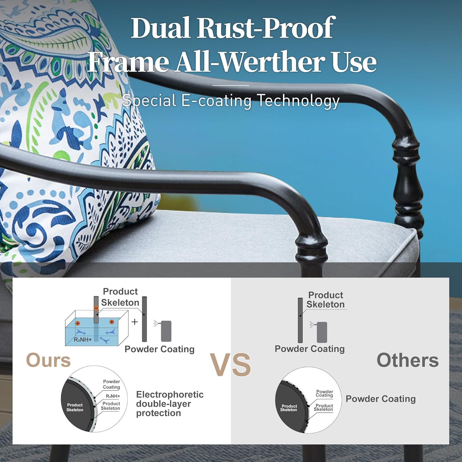 Patio Table and Chairs Set of 8, All-Weather Breathable Metal Mesh Patio Chair with Gourd-Shaped Armrests, 83x39 Rectangle Table with Umbrella Hole, 9 Pcs Metal Frame Patio Dining Set