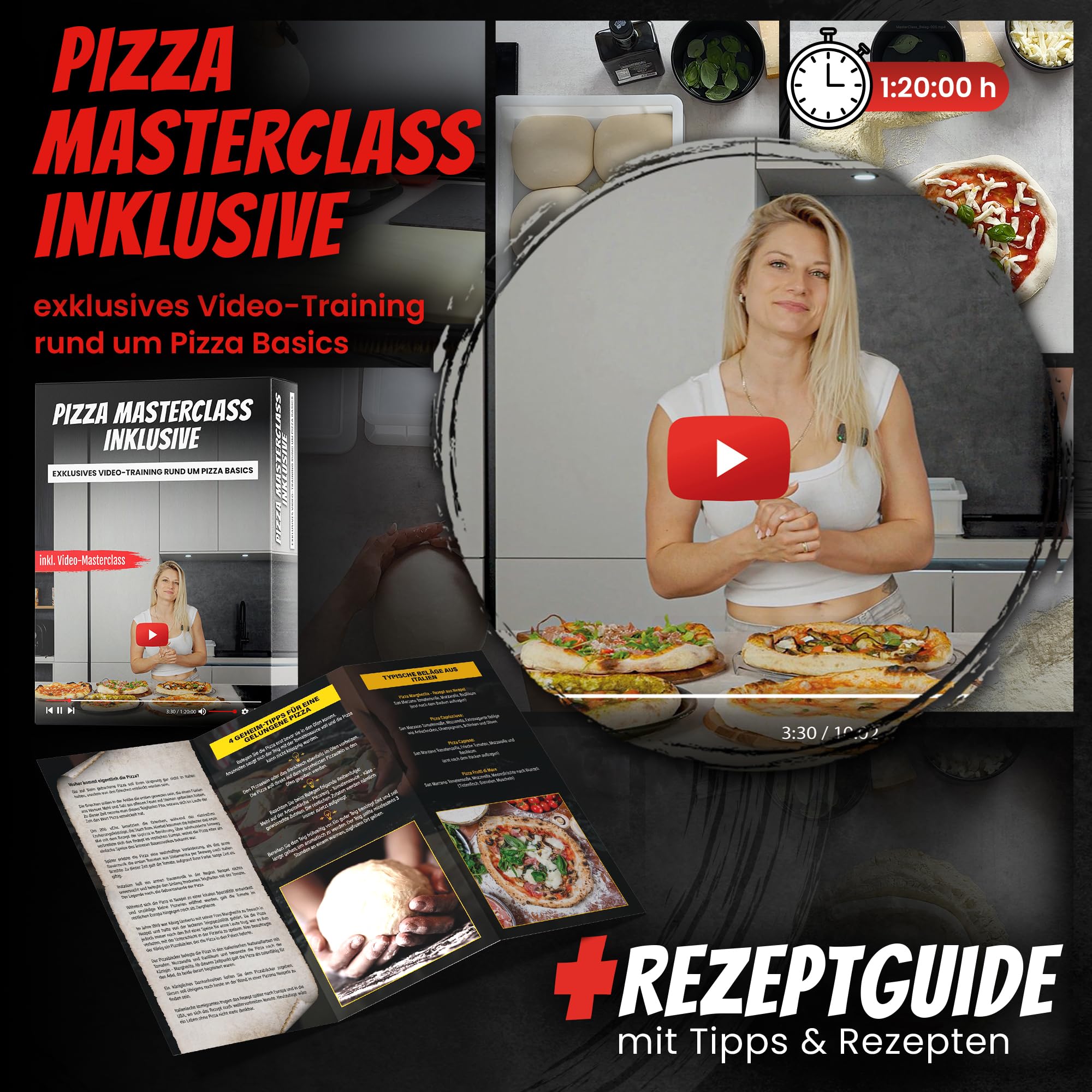DELICRET elektrischer Pizzaofen 12" - bis zu 450℃ - 1700 Watt - Backraumtemperatur und Steintemperatur getrennt einstellbar