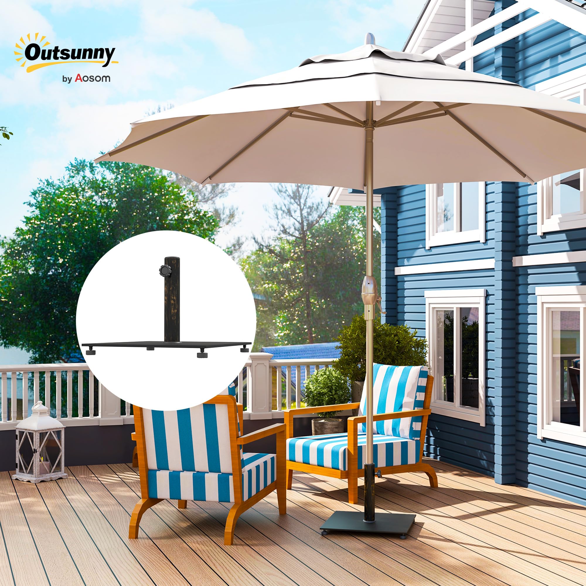 Outsunny Flat Patio Umbrella Base 29 lbs for 1.5