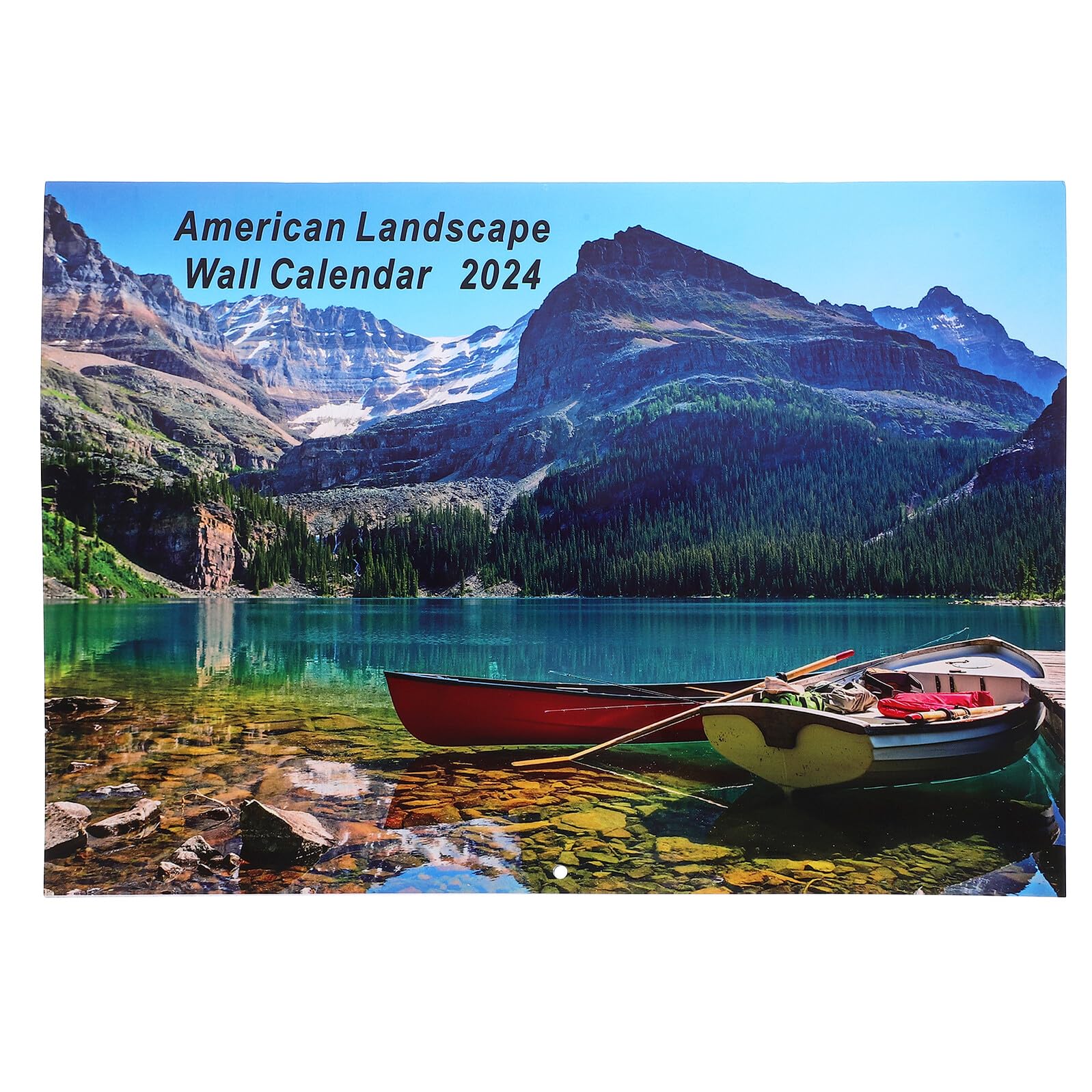 DOITOOL Wandkalender mit Landschaftsfotos Fotokalender Querformat Haushaltskalender für Tägliche Nutzung Hängender Familienkalender für Zuhause und Büro Monatsübersicht und Urlaubsplanung