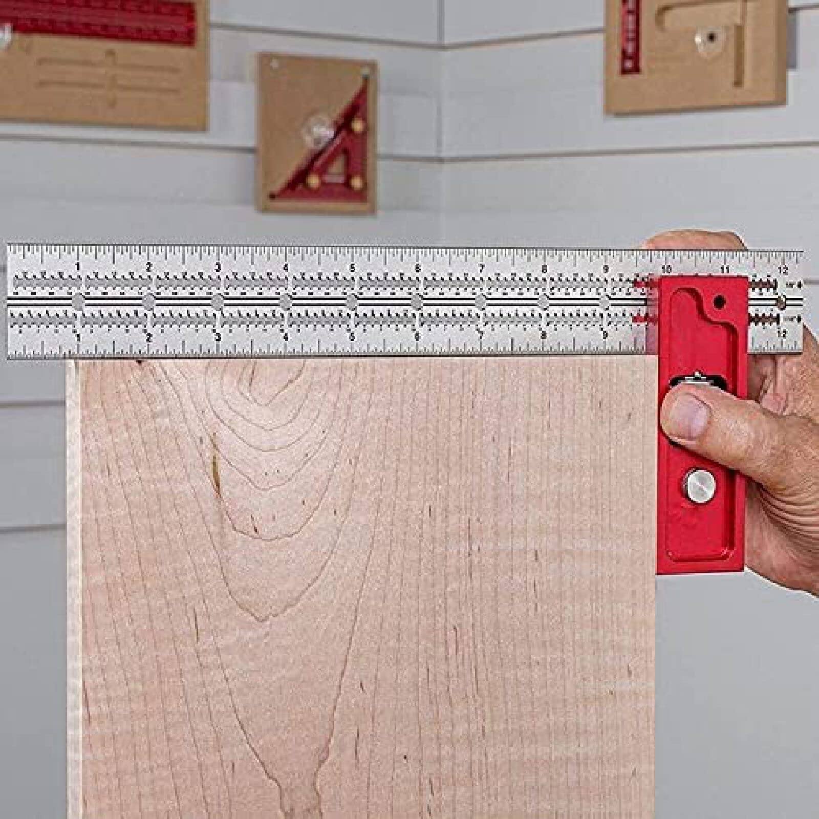 Combinazione E Doppia Squadra, Regola del Bordo del Falegname, Calibri in Plastica per La Lavorazione del Legno-Set di Strumenti Quadrati Combinati per Travetti,12 Pollici + 12 Pollici,GQYYS