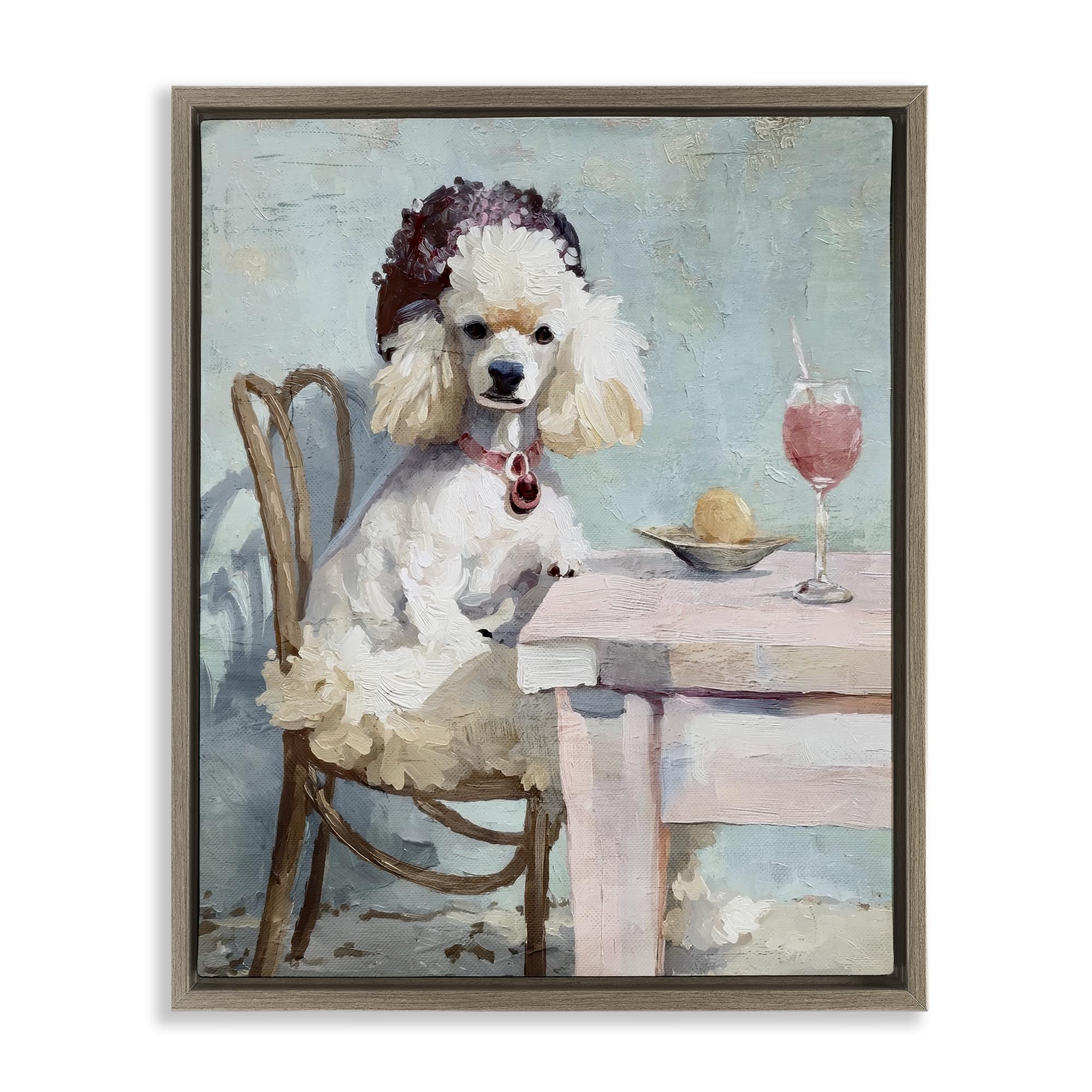 'Ladies Who Lunch Poodle'| Floating Frame Canvas Art