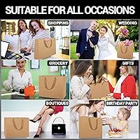 Vista 5 de EUSOAR Bolsas grandes de papel de papel para regalo, 12 bolsas de papel kraft de 12.5 x 4.5 x 11 pulgadas con asas a granel, para venta al por